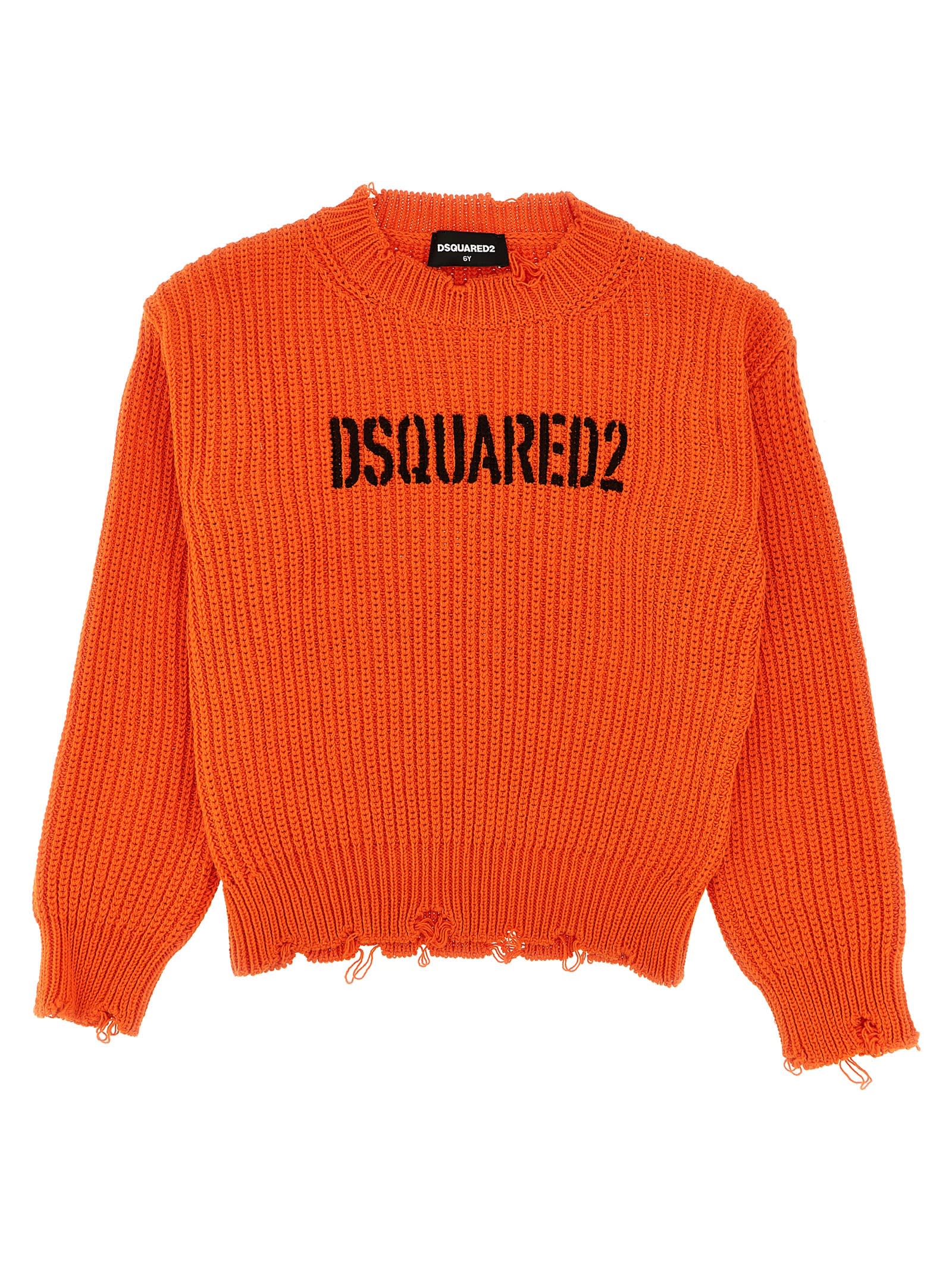 Dsquared2 Kids' Logo Sweater In Arancione