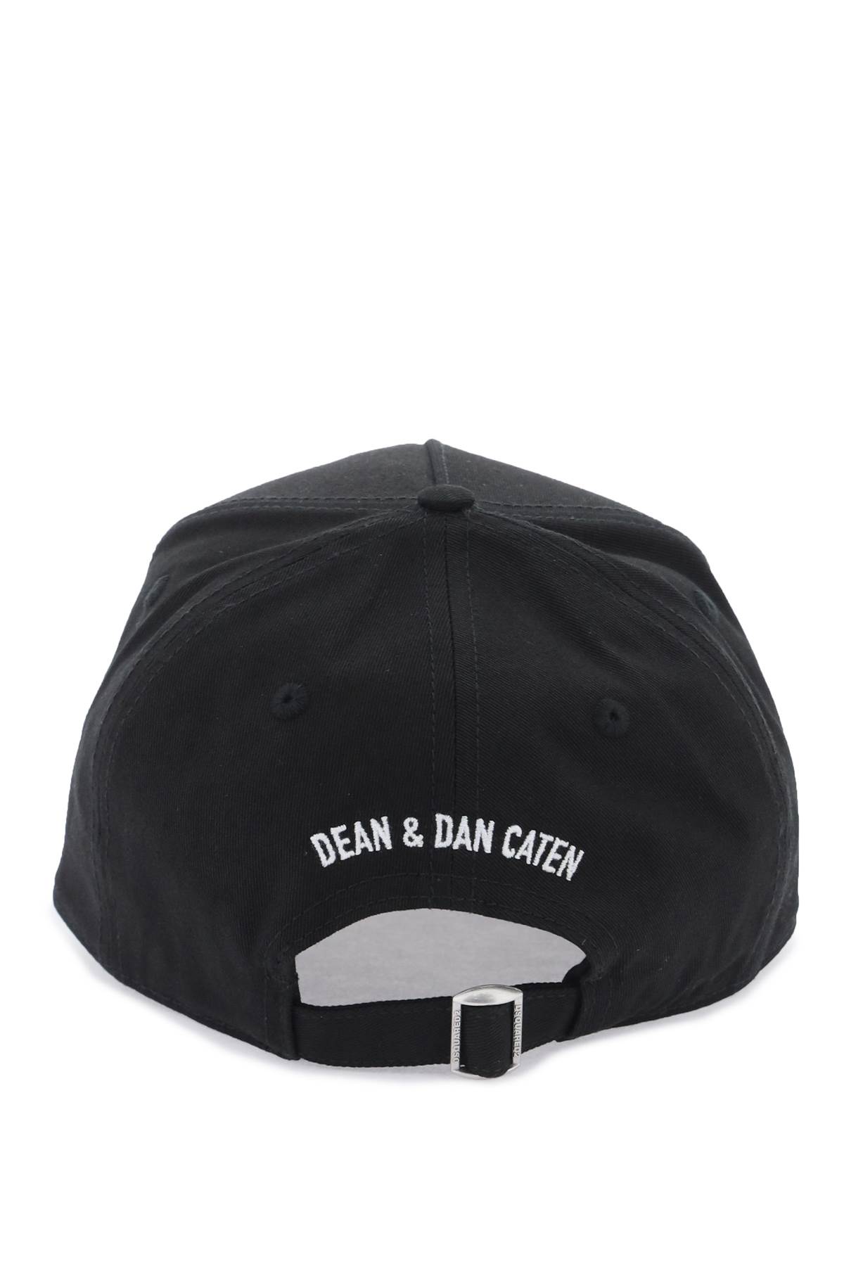 Dsquared2 Black Fabric-covered Cap With Adjustable Strap And Embroidered Logo In M063
