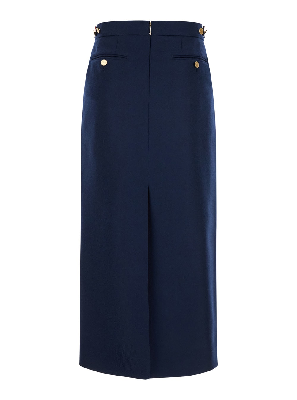 Shop Thom Browne Midi Pencil Skirt In Wool Woman In Blu