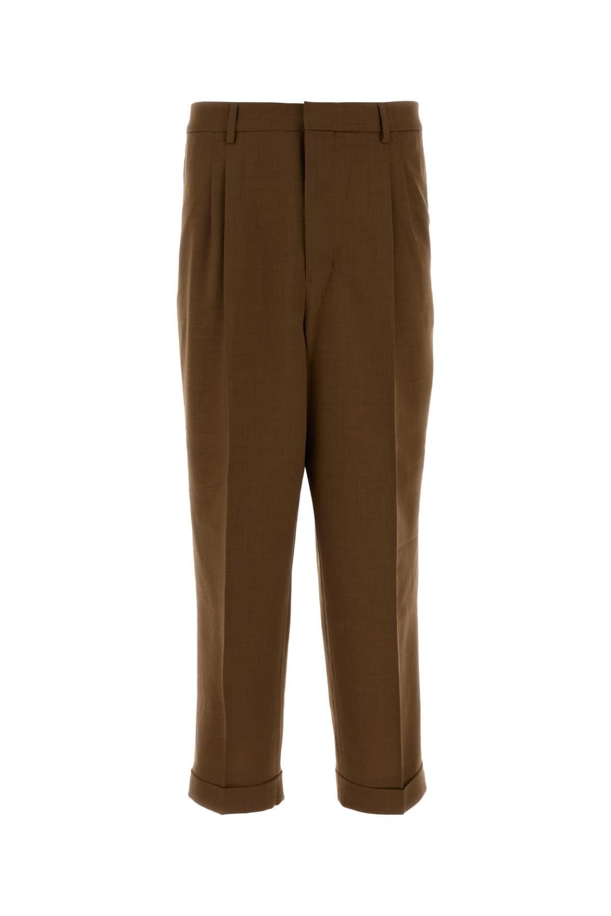 Ami Alexandre Mattiussi Tailored Wool Trousers Pleated Front In Brown