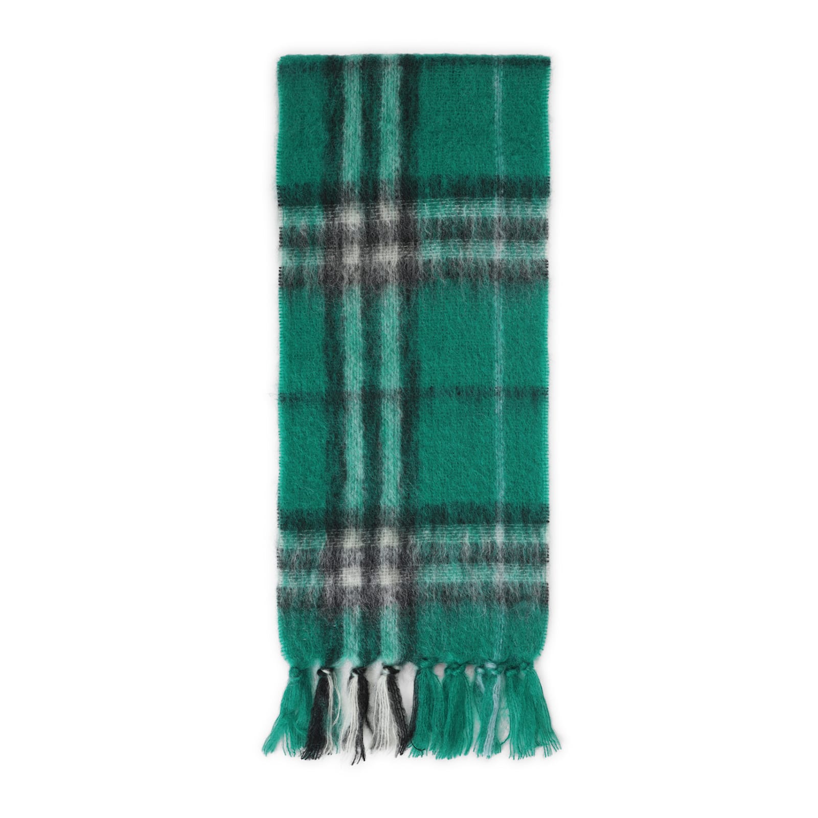 Burberry Grey Check Mohair Scarf In Brown