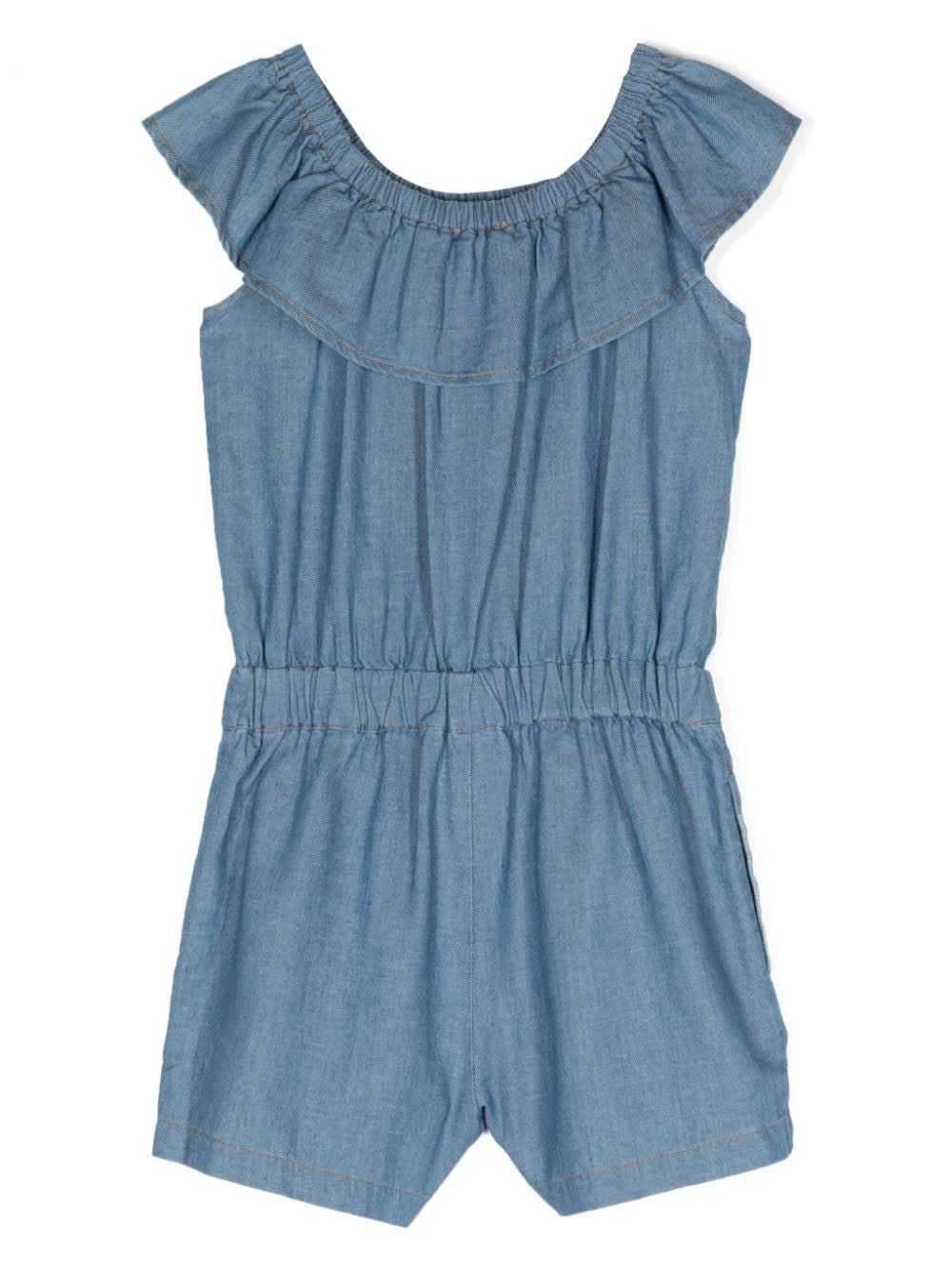 Shop Moschino Blue Short Jumpsuit With  Teddy Bear