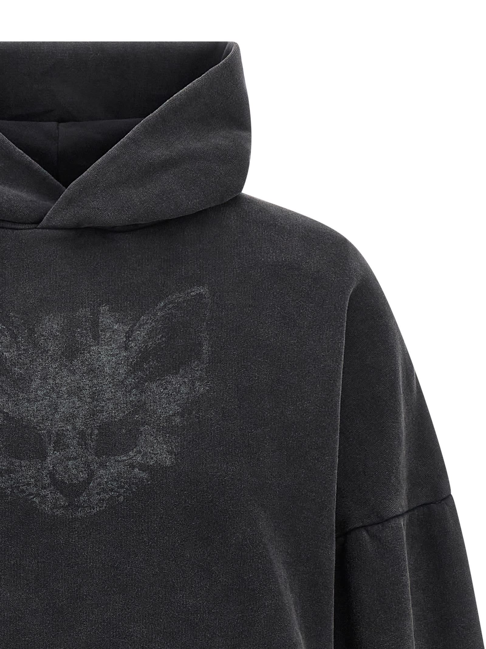 Balenciaga Hooded Cropped Sweatshirt Long Sleeves In Black