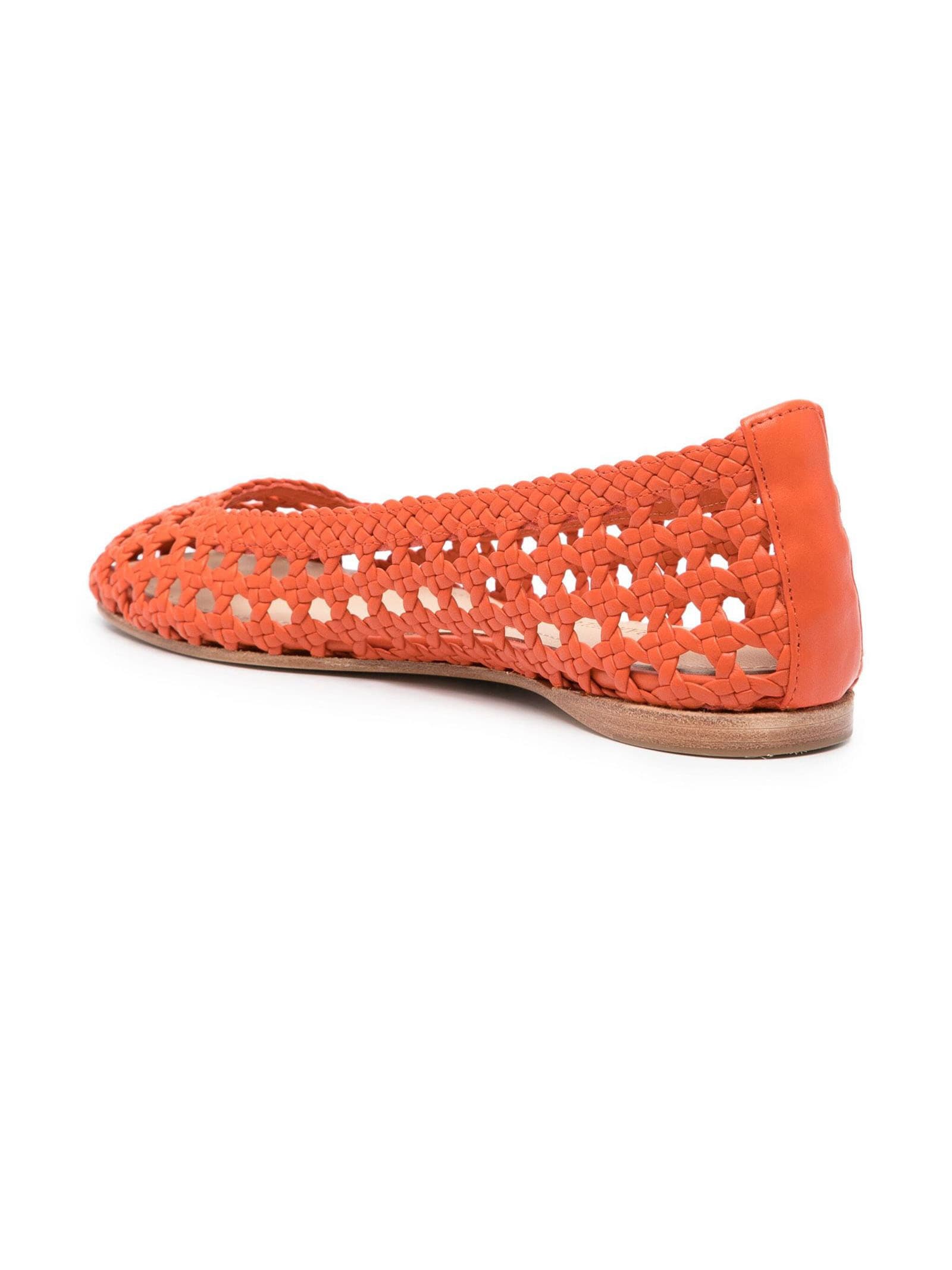 Shop Paloma Barceló Orange Calf Leather Ballerina Shoes