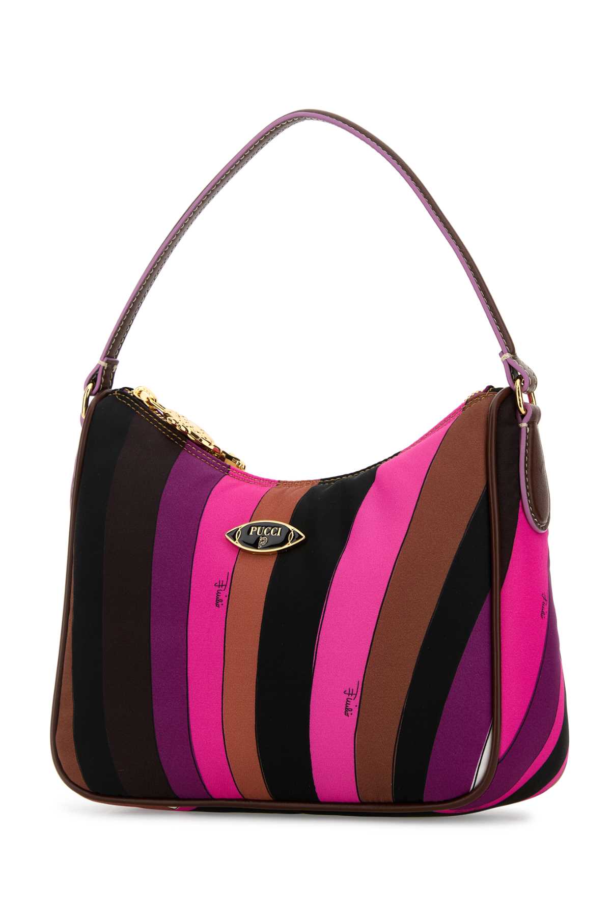 Shop Pucci Printed Nylon Yummy Shoulder Bag In Fuxiamarrone