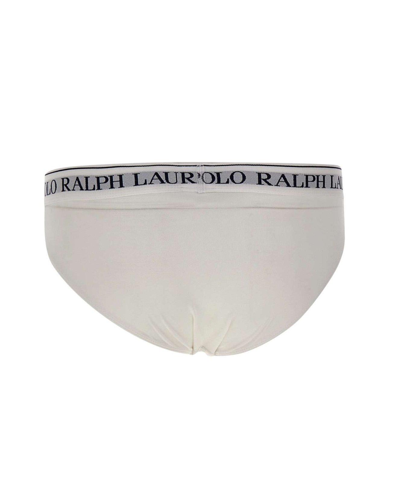 Shop Polo Ralph Lauren Logo Band Three-pack Briefs  In White