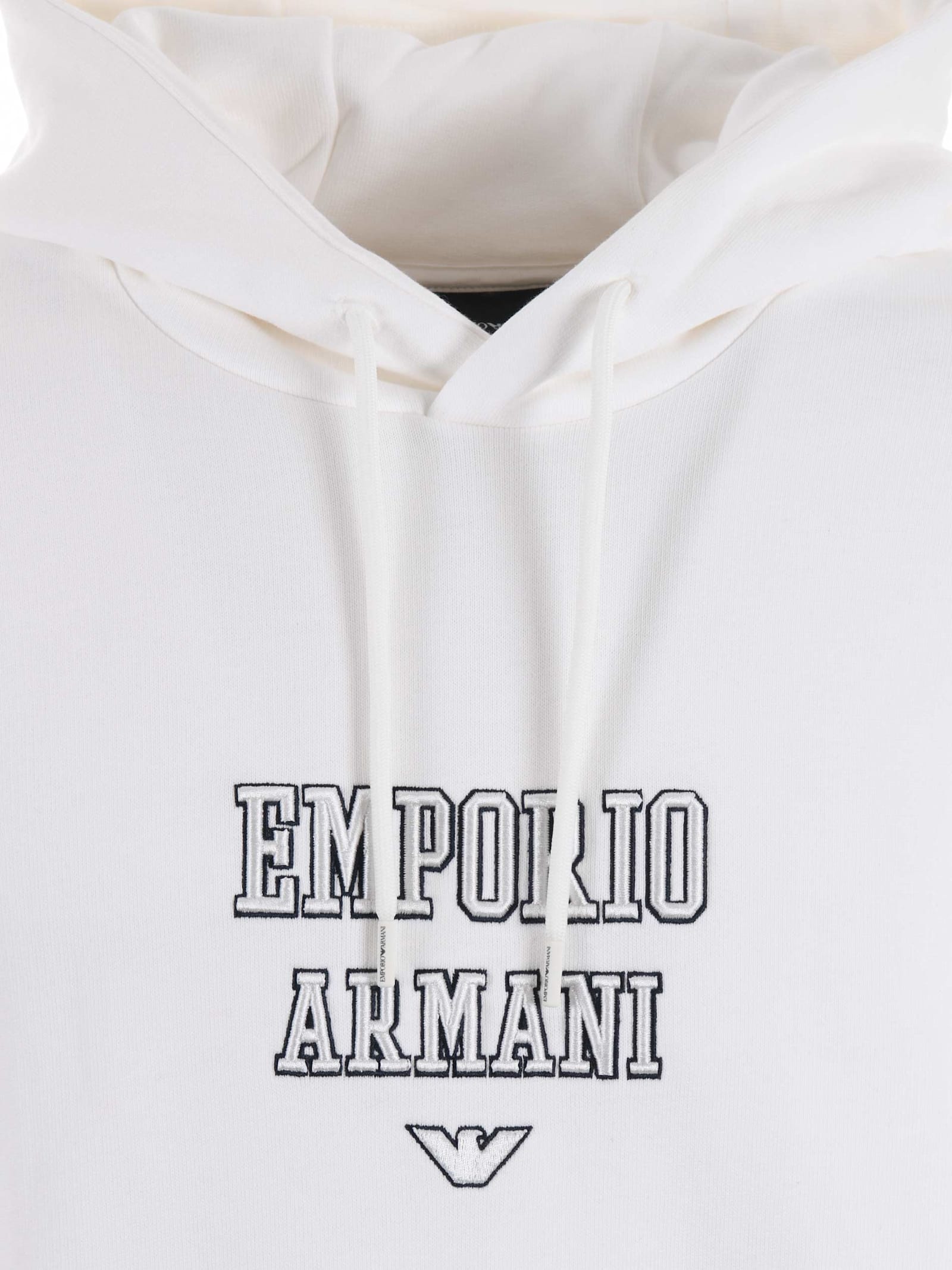 Shop Emporio Armani Cotton Sweatshirt In Bianco Latte