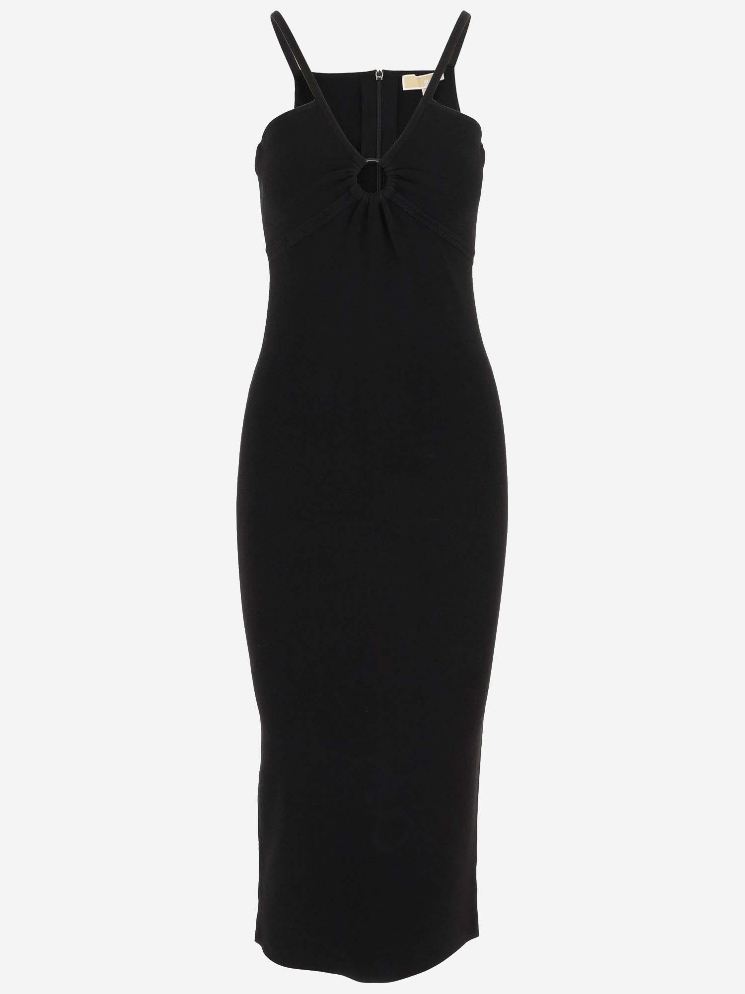 Shop Michael Kors Viscose Blend Longuette Dress In Black