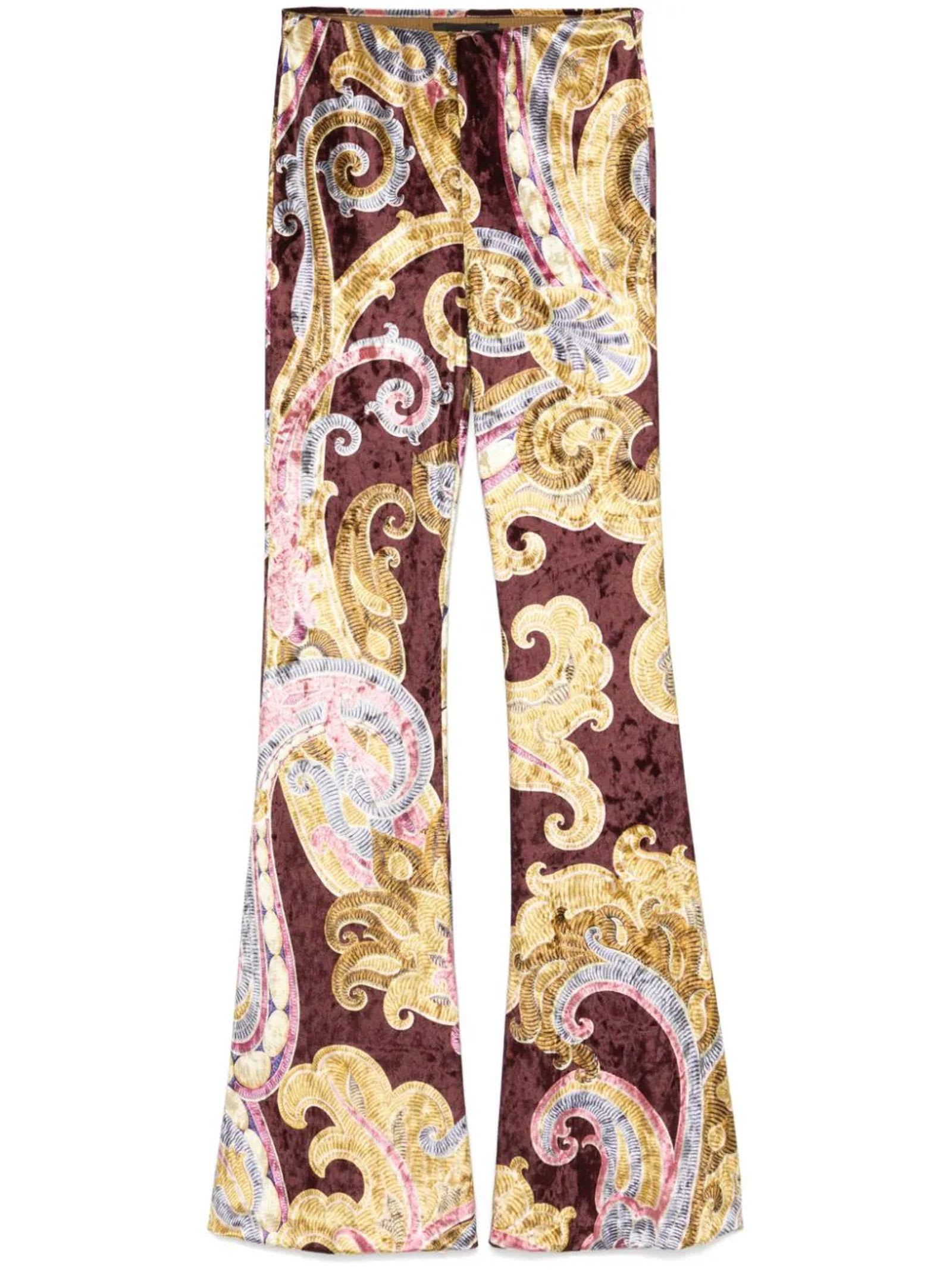 Shop Etro Multicolour Velvet Printed Trousers