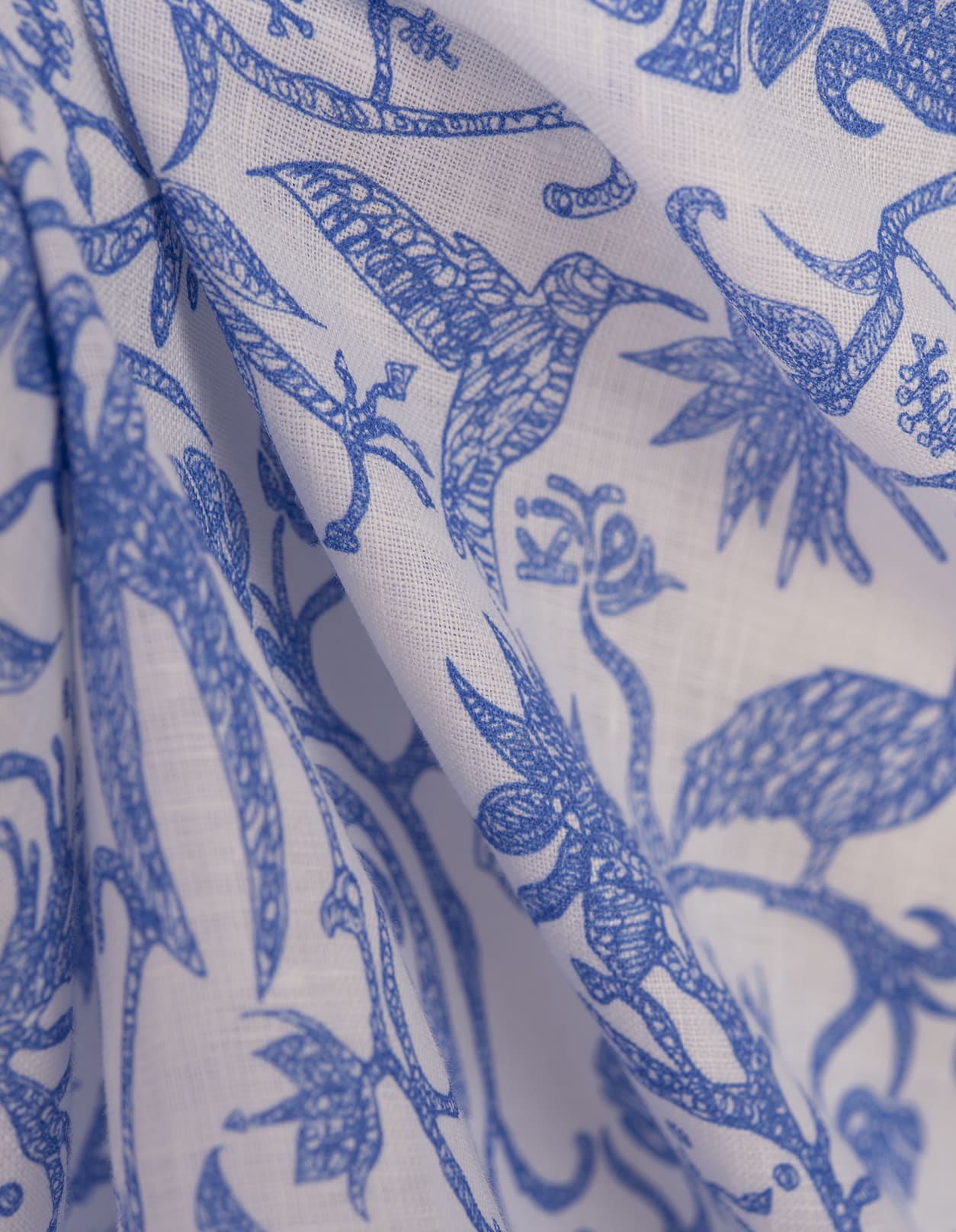 Shop Kiton Short-sleeved Shirt In Printed Linen In Blue