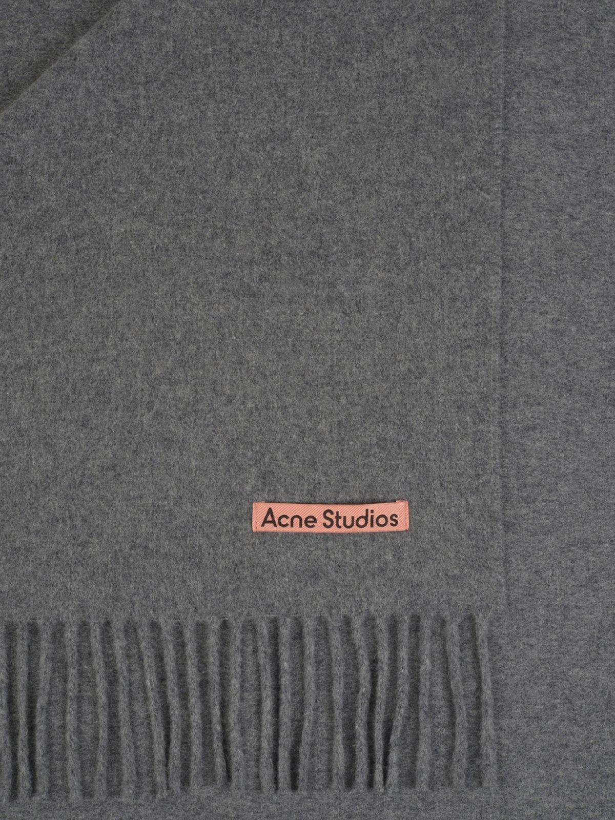 Shop Acne Studios Logo Patch Scarf In Grey