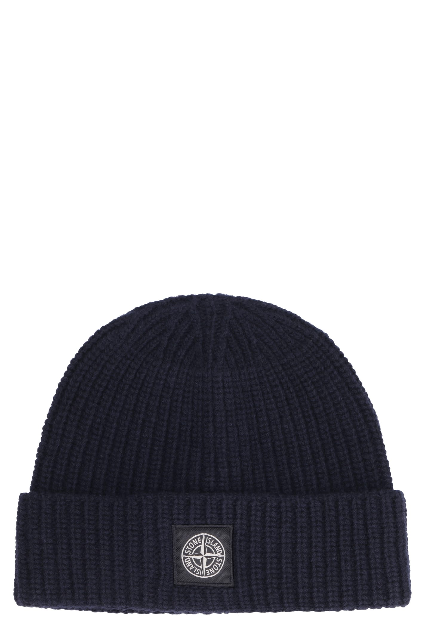 white stone island beanie