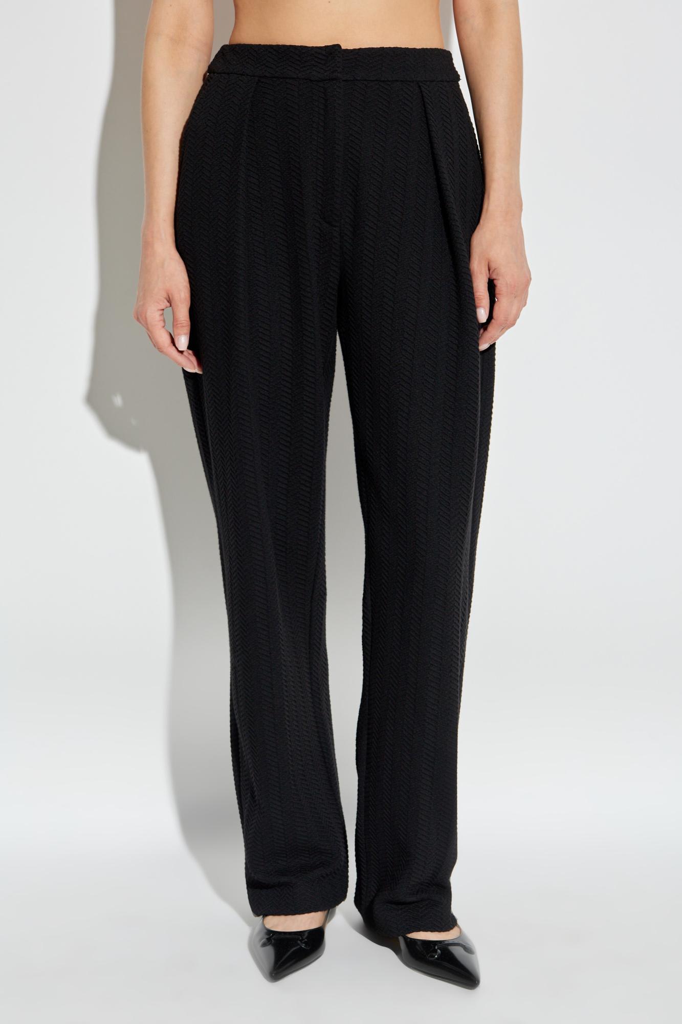 Emporio Armani Asv Chevron Motif Jersey Trousers With Pleats In Black