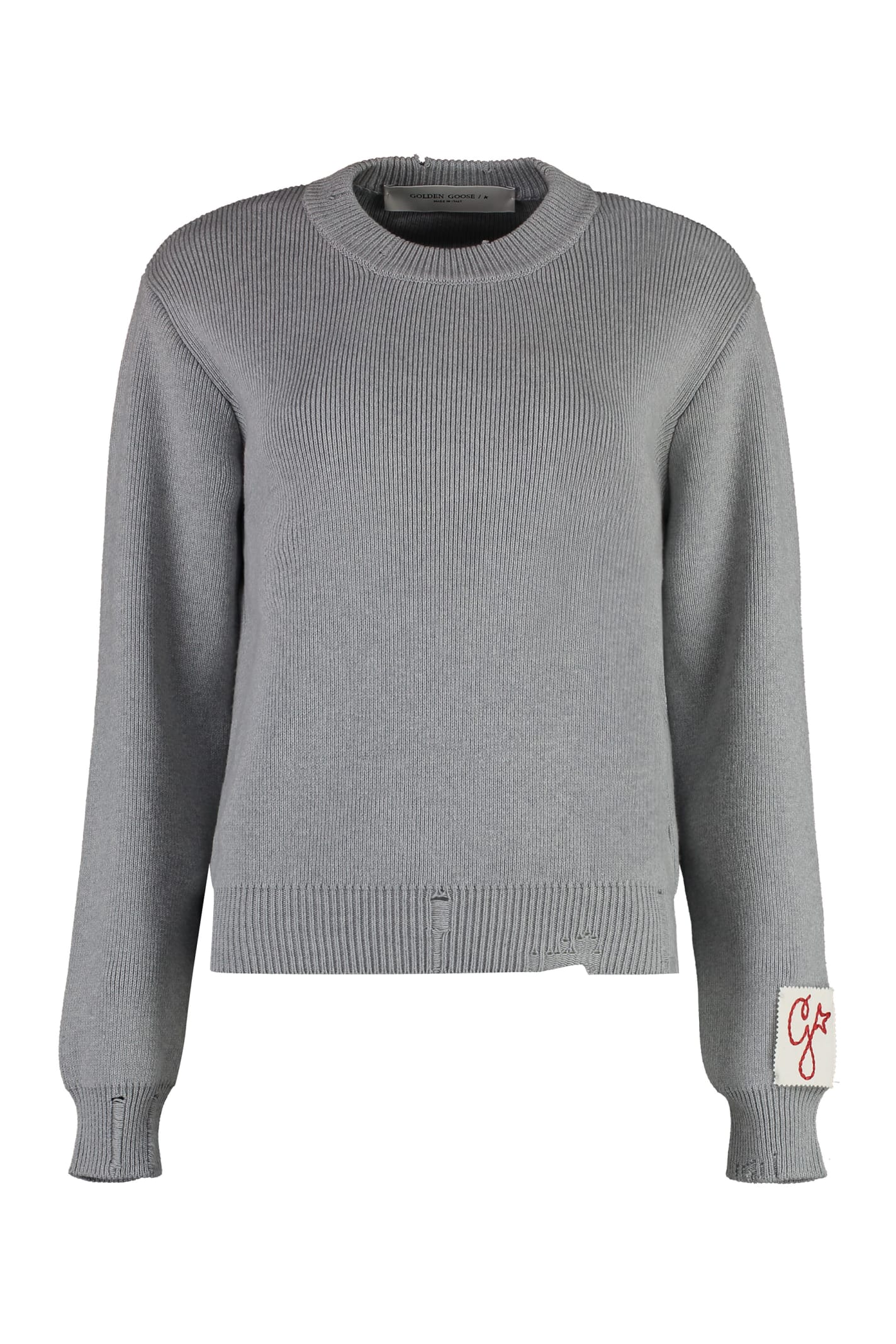 Shop Golden Goose Cotton Crew-neck Sweater In Grey