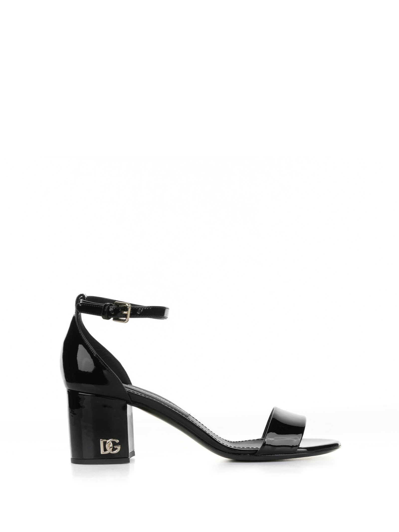Dolce & Gabbana Leather Sandal With Strap And Mini Logo In Nero