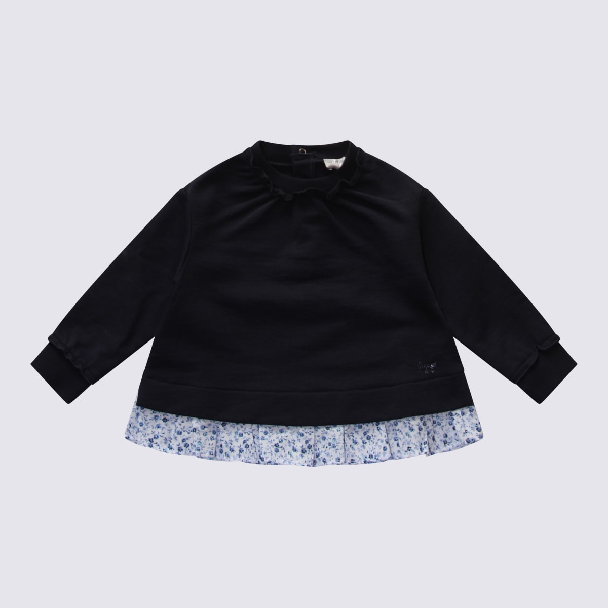 Shop Il Gufo Black Cotton Sweatshirt In Clear Blue