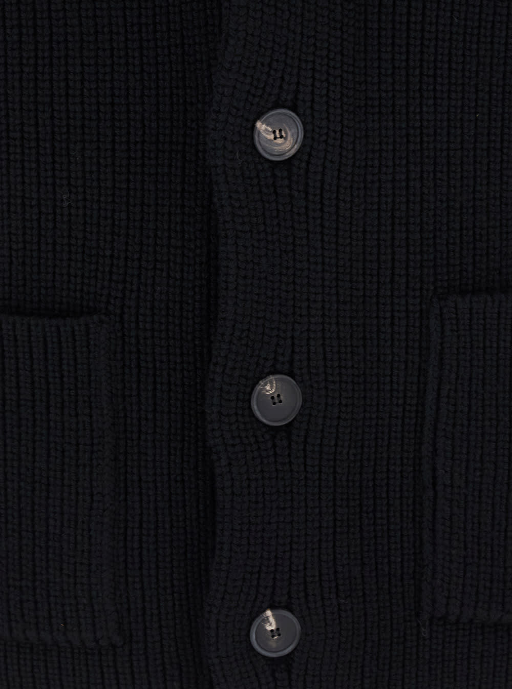 Tagliatore Black Knit Cardigan With V Neck In Wool Man In Black