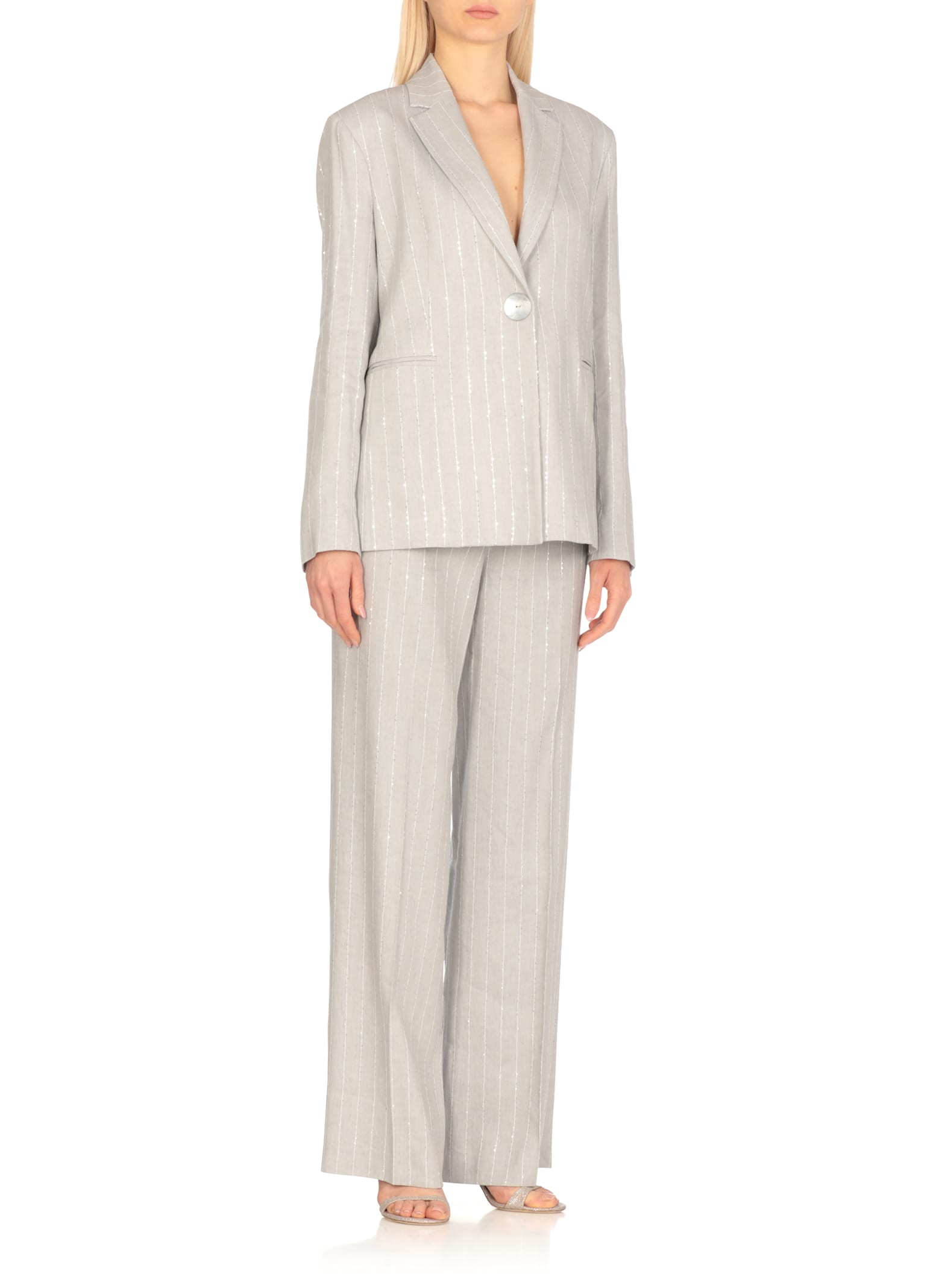 Antonelli Grey Viscose And Linen Gaia Jacket In Gray