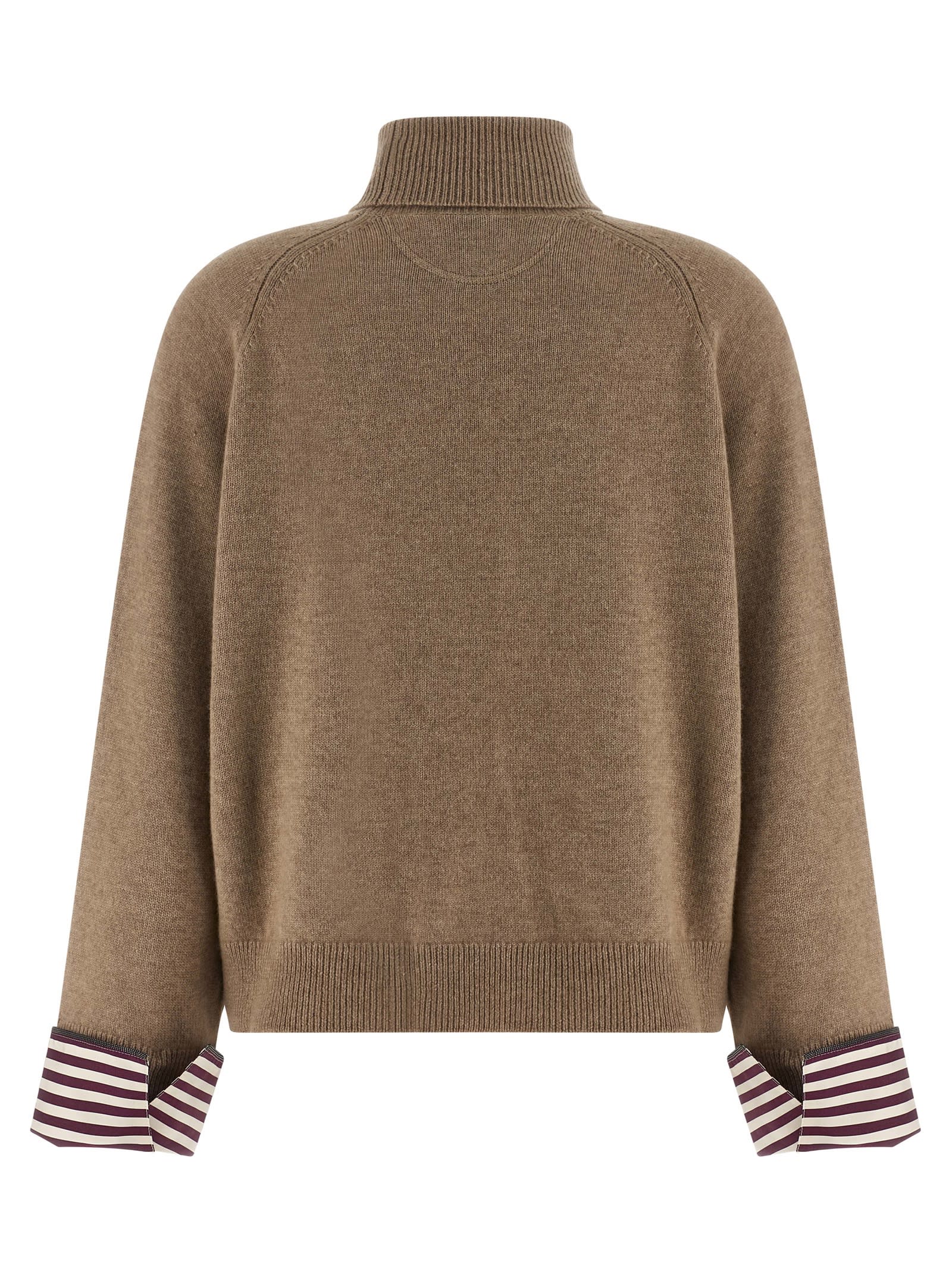 Brunello Cucinelli Shiny Shirt Details Sweaters And Cardigans Brown In Brown