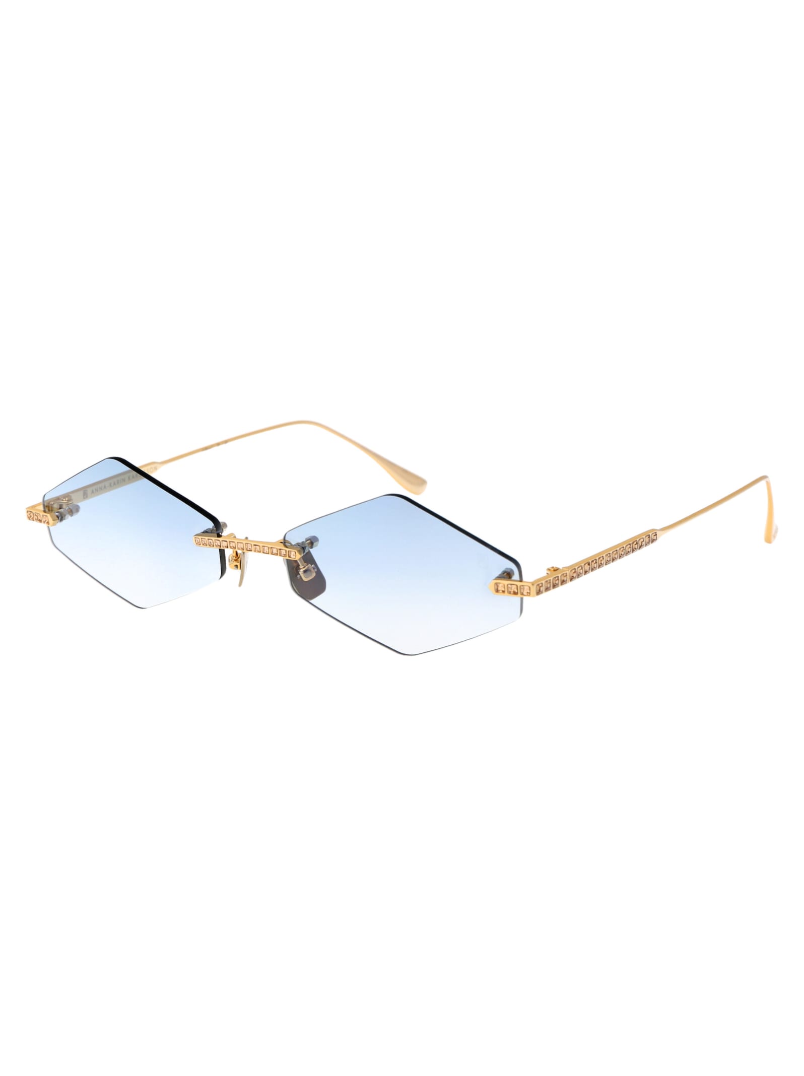 Shop Anna-karin Karlsson Crystal Nest Triangle Sunglasses In Gold Blue