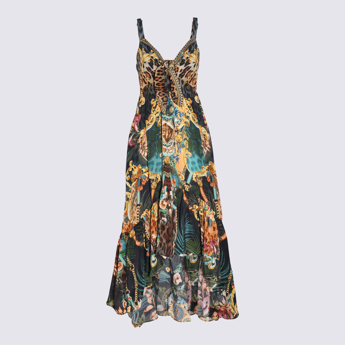 Shop Camilla Multicolour Silk Dress In Fearless Felis