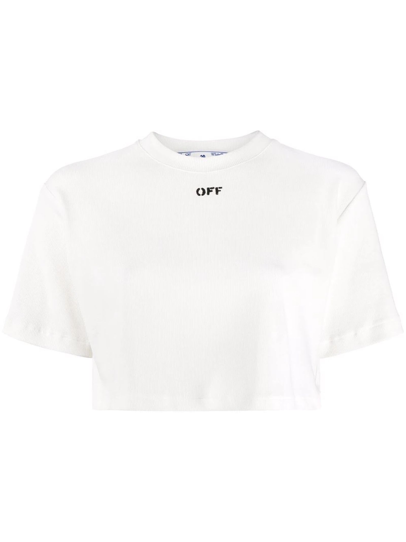 Off-White White Cotton Cropped T-shirt