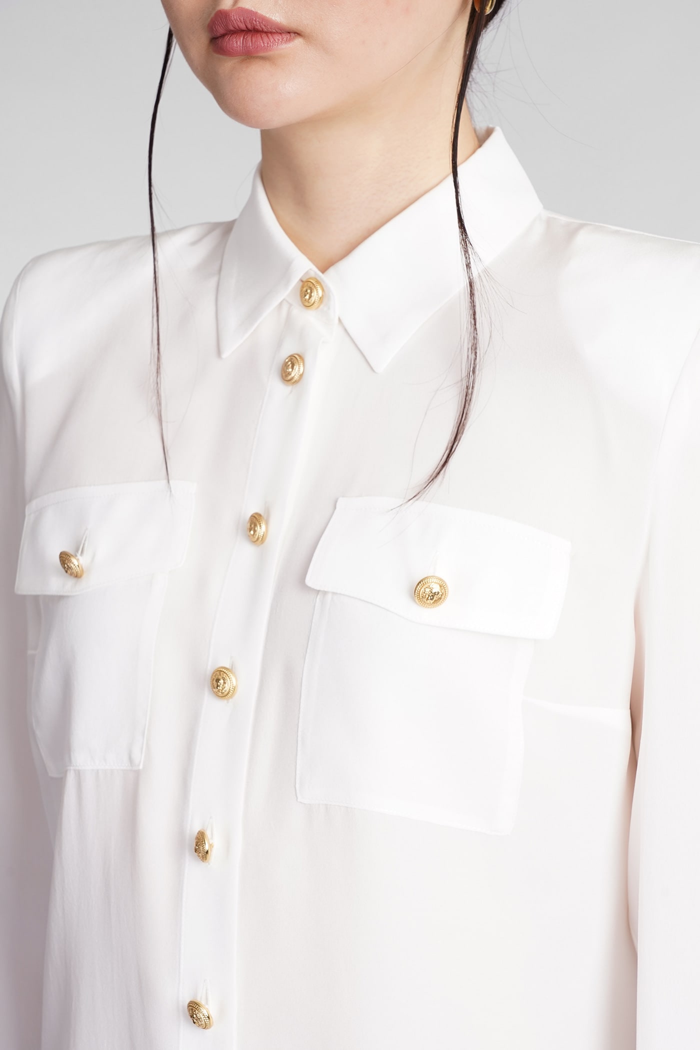 Shop Balmain Shirt In White Silk