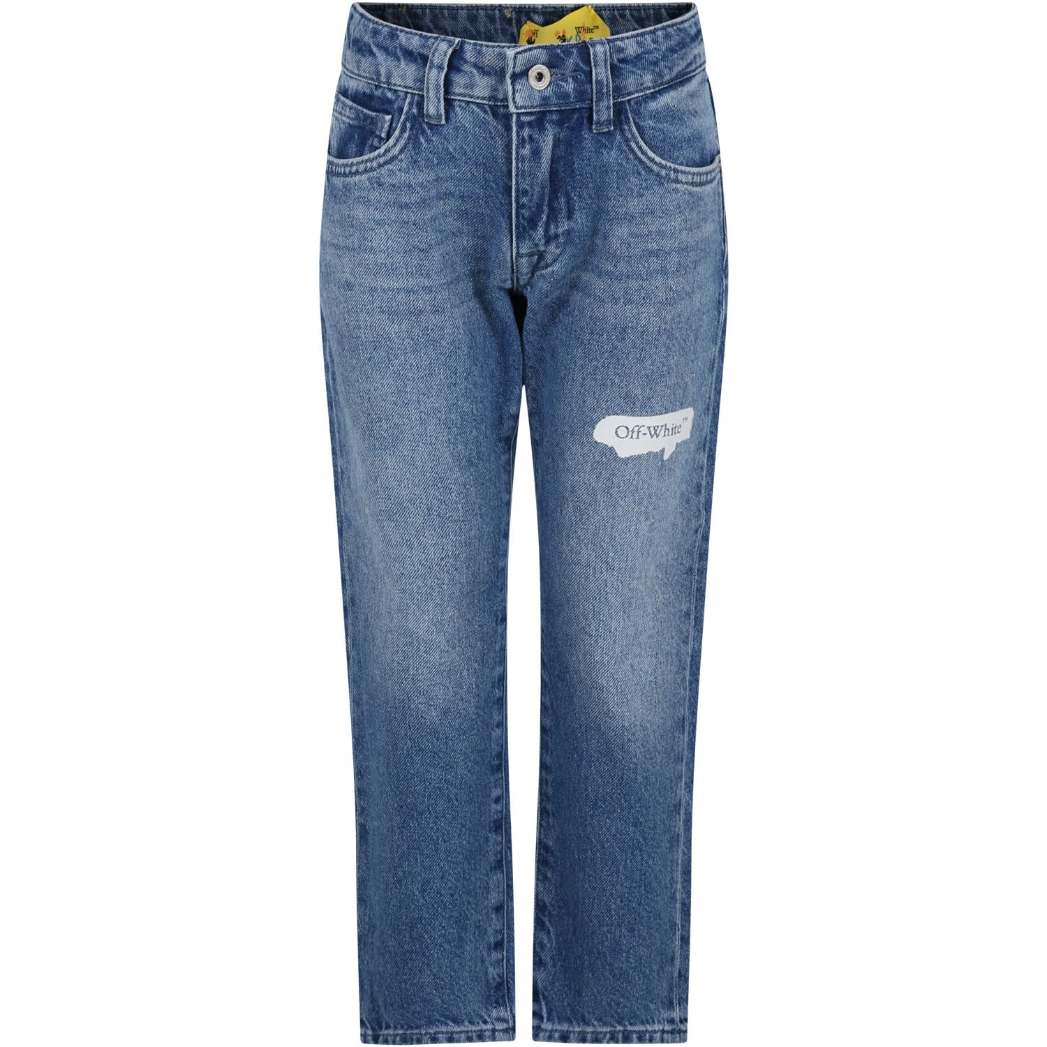 Shop Off-white Denim Jeans For Boy With Logo