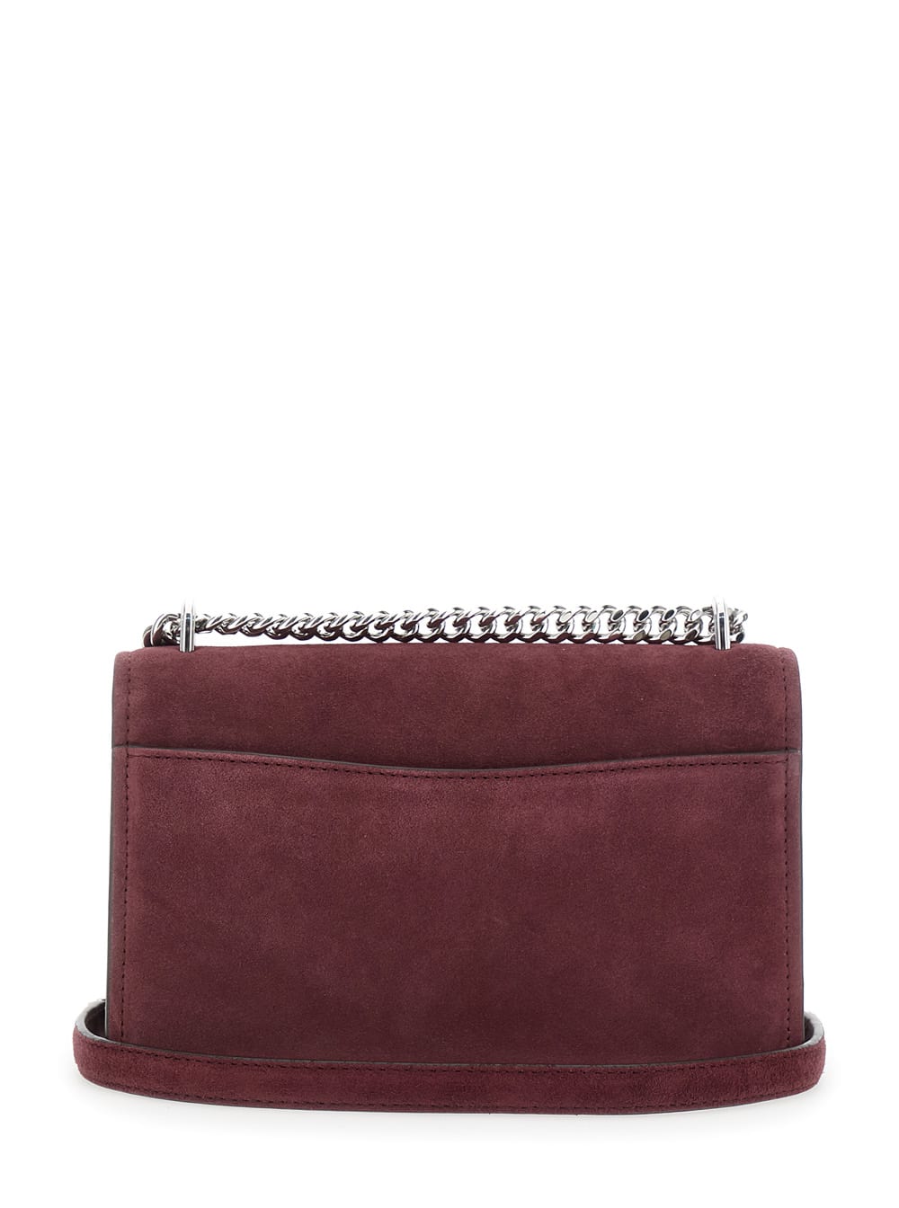Michael Michael Kors Bordeaux Shoulder Bag With Chain Strap And Front Logo In Suede Woman In Burgundy