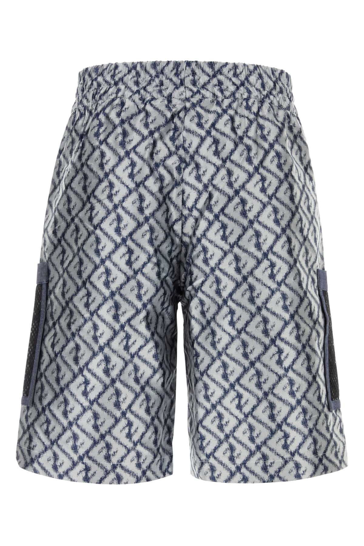 Fendi Embroidered Polyester Bermuda Shorts In F1krn