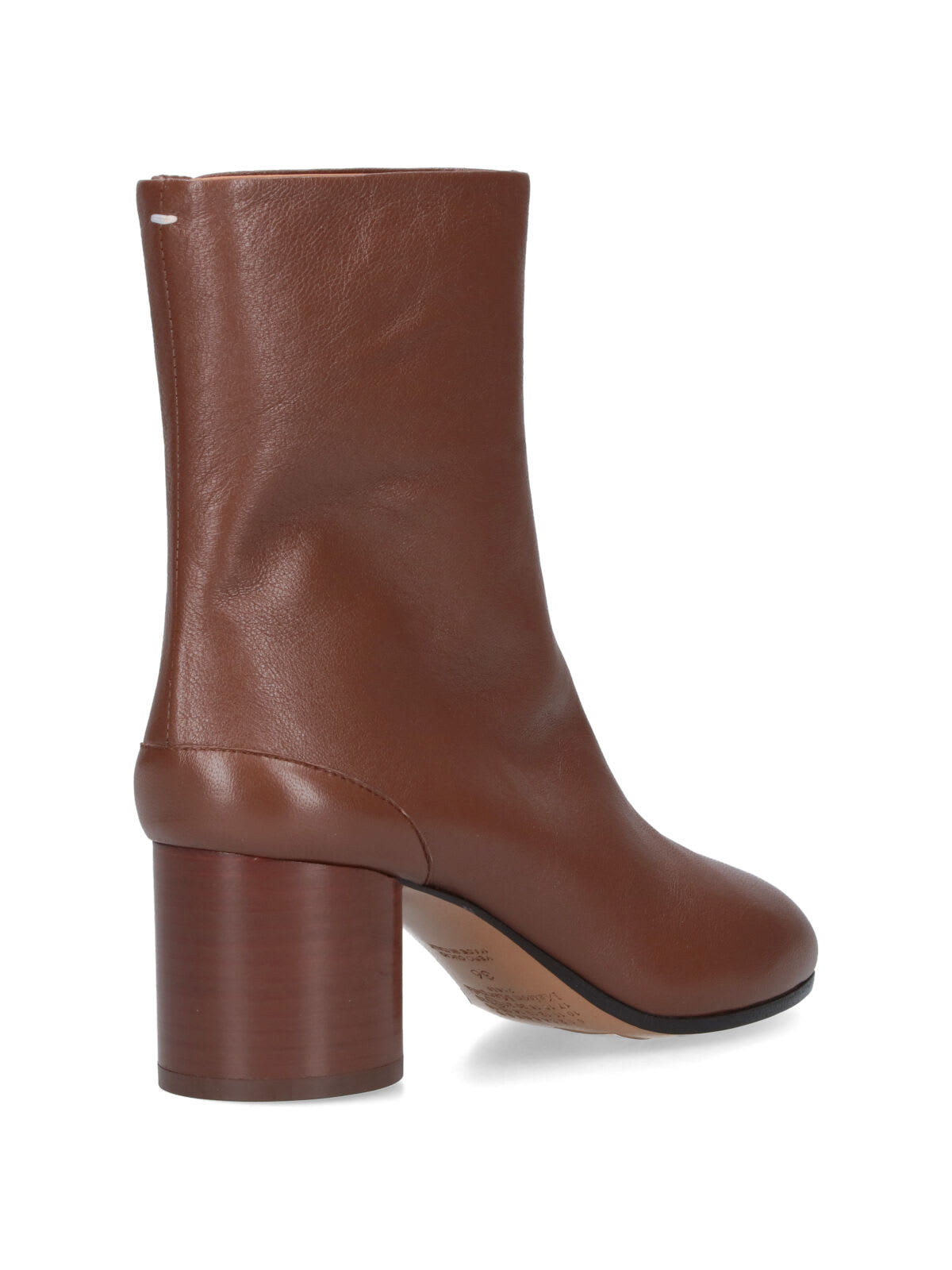Maison Margiela Tabi High Heels Ankle Boots In Brown Leather In Brown