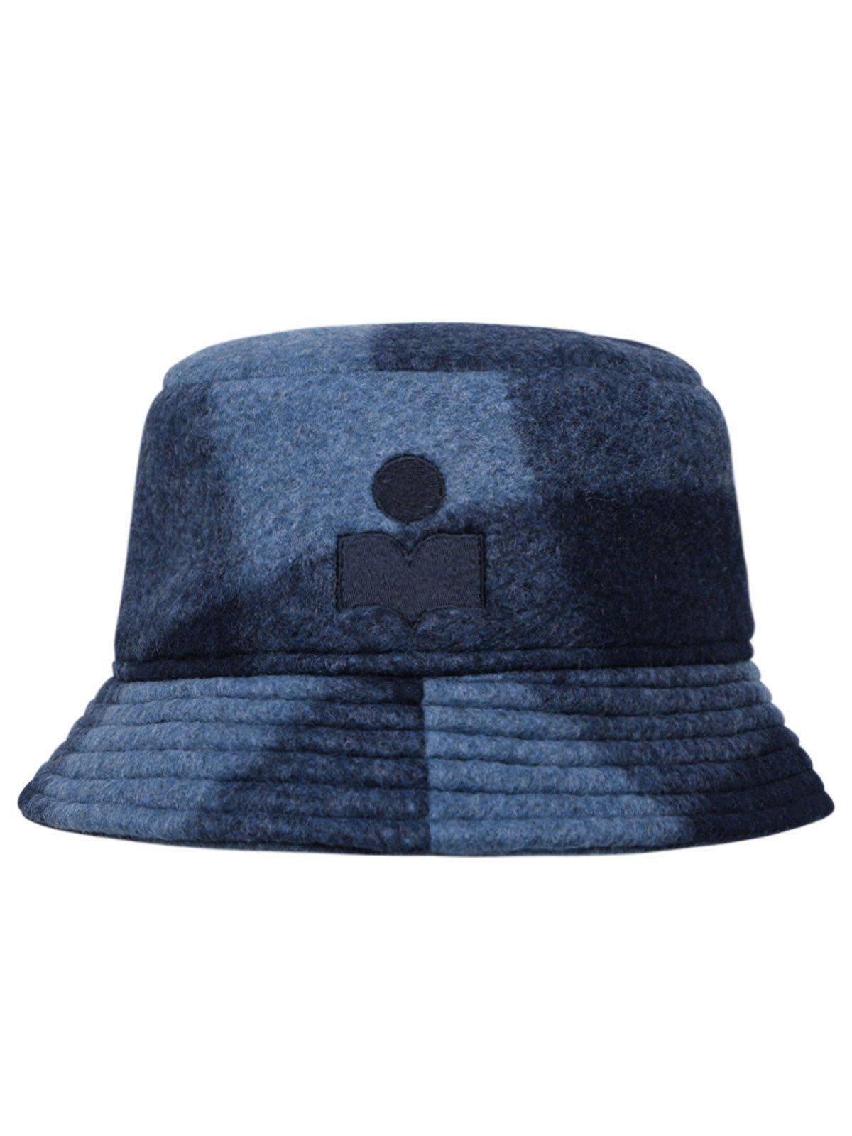 Shop Isabel Marant Logo Embroidered Checked Hat In Midnight