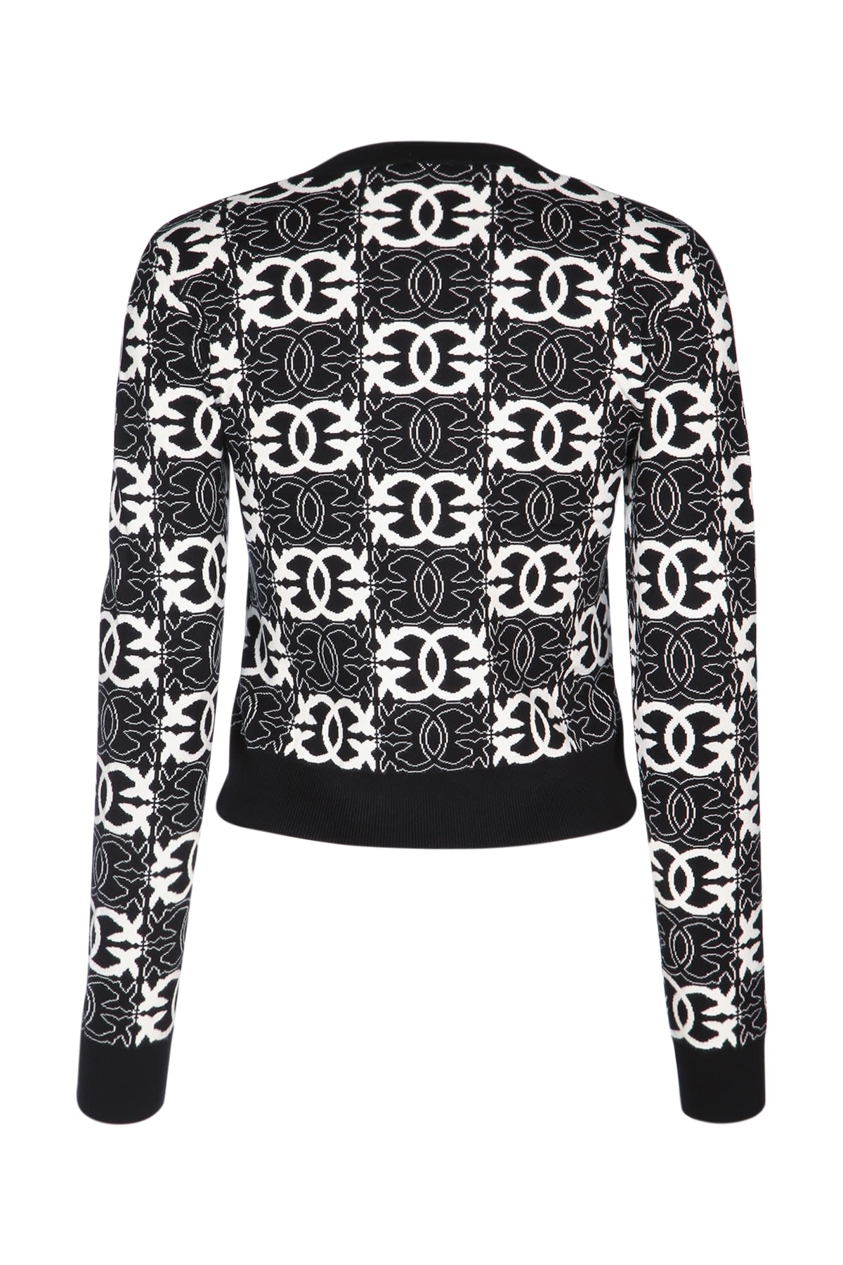Pinko Geometric Pattern Long Sleeve Crew Neck Top In Multi