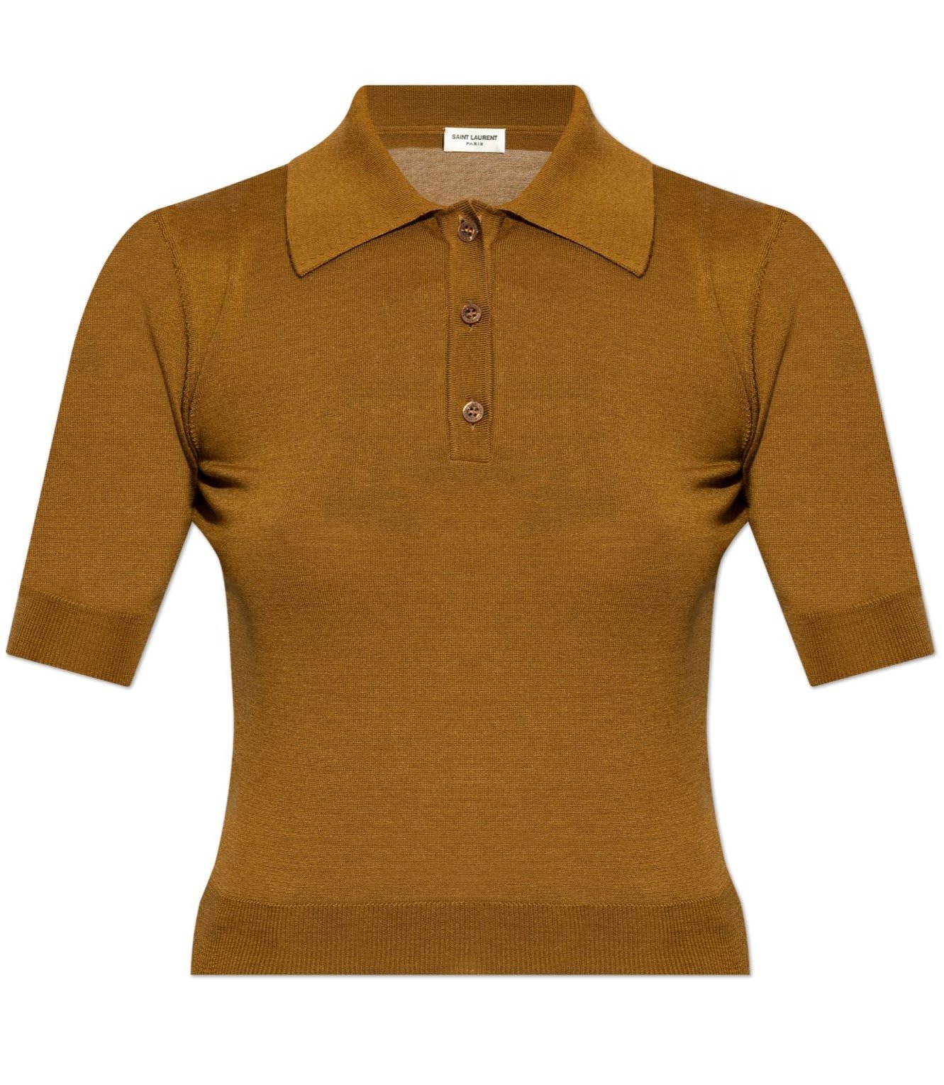 Shop Saint Laurent Cassandre Short-sleeved Polo Shirt In Giallo