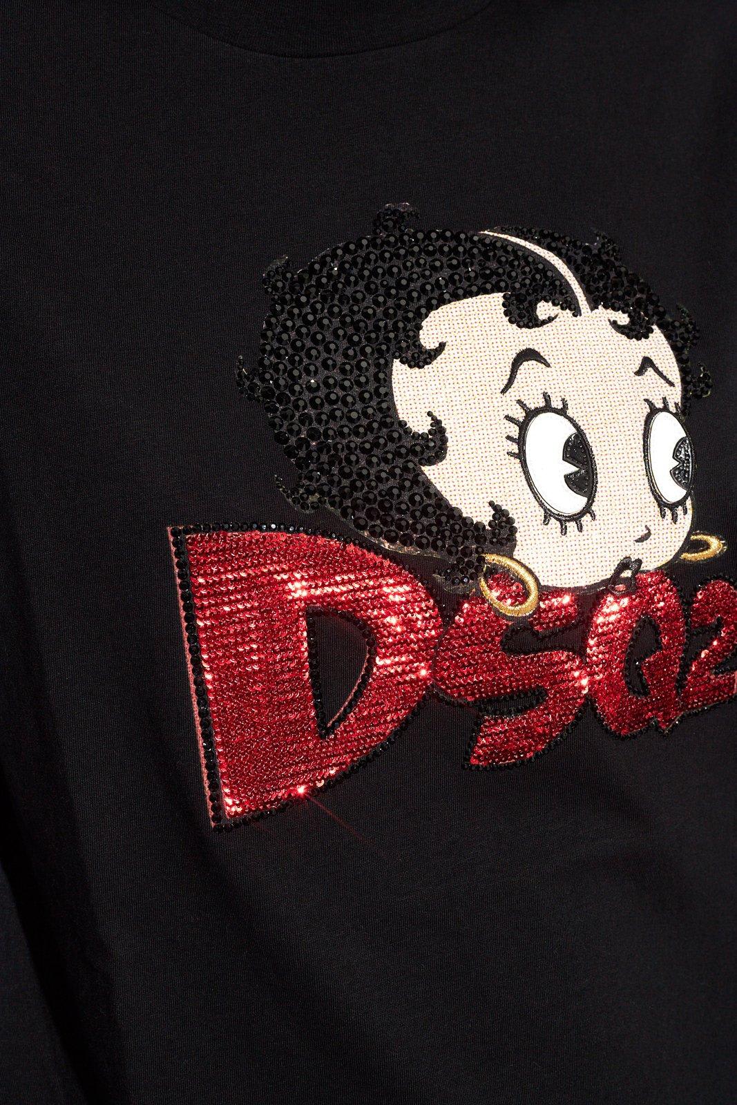 Shop Dsquared2 X Betty Boop Sequin Embellished T-shirt In Black
