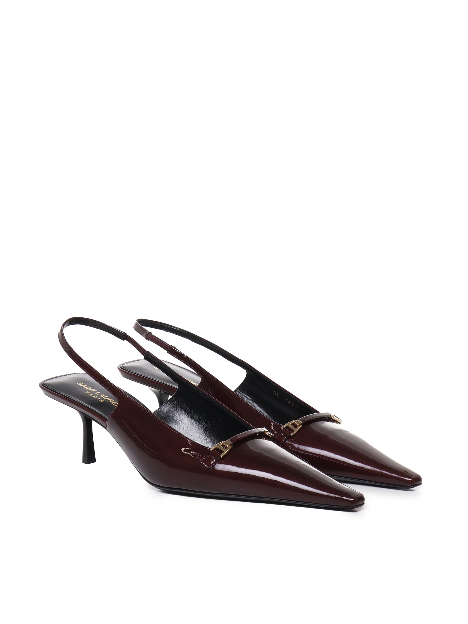 Shop Saint Laurent Carine Slinback Pumps In Patent Leather In Deep Bordeaux/deep B