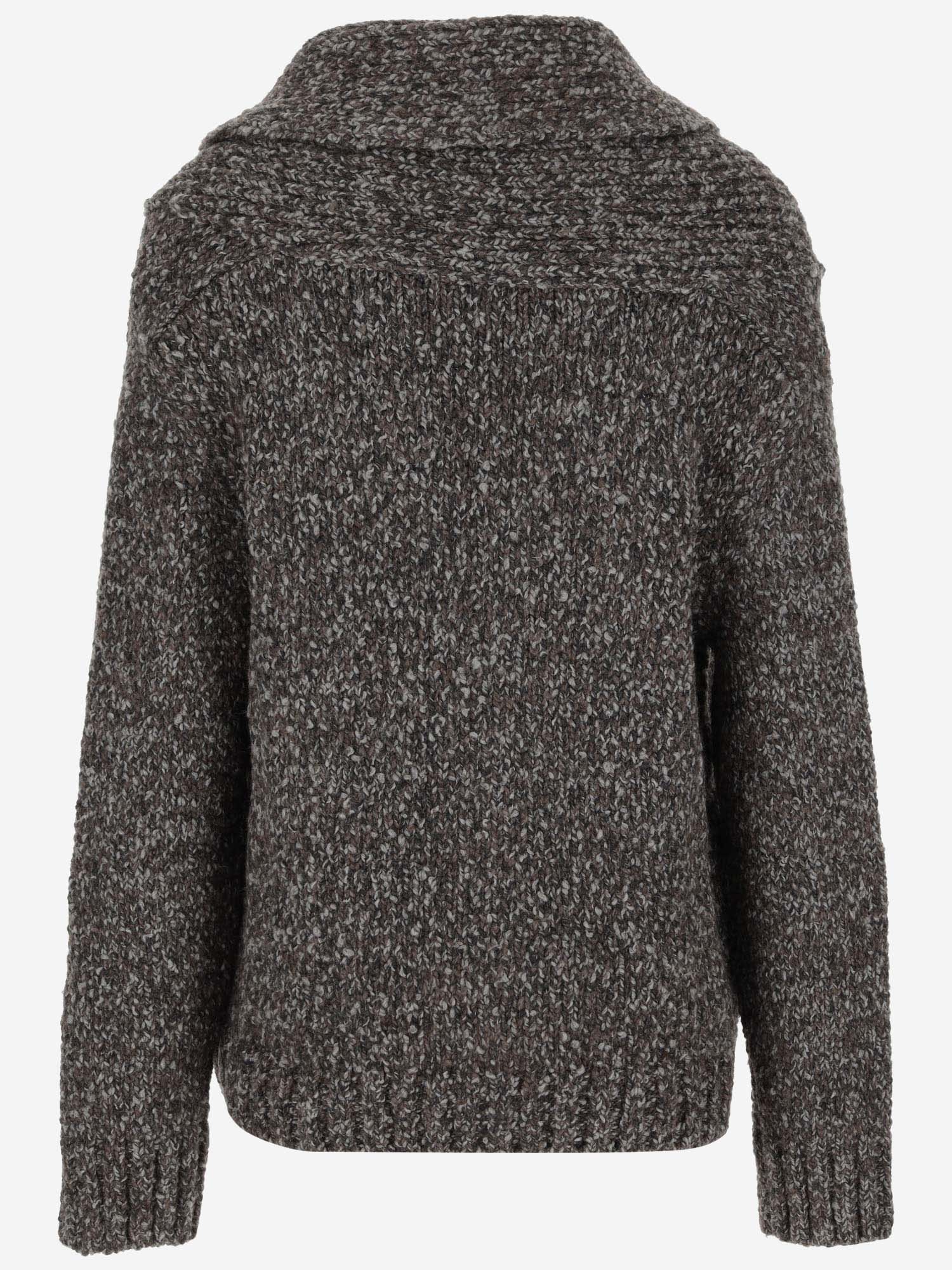 Bottega Veneta Alpaca Cardigan With Shawl Collar In Red