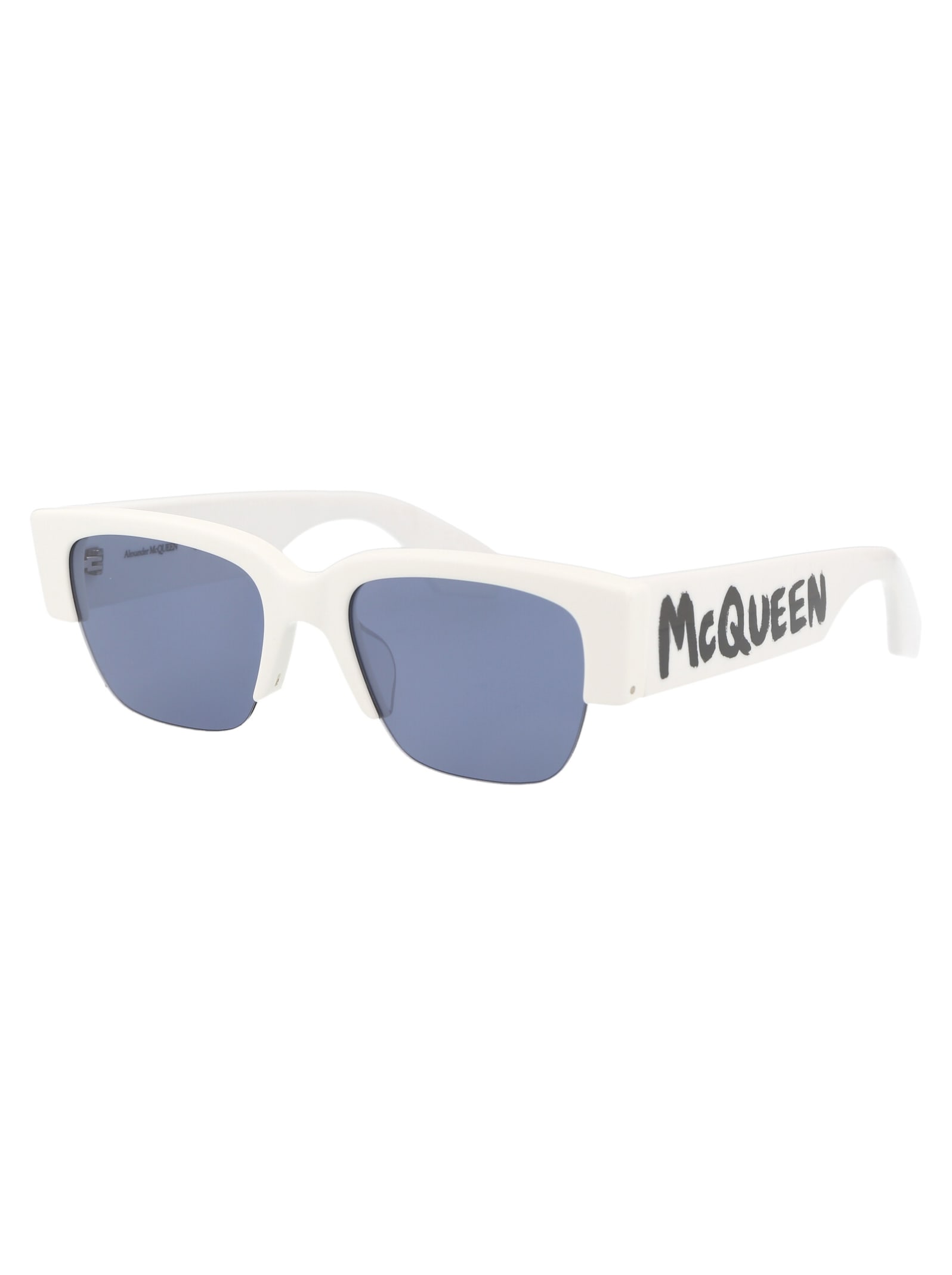 Shop Alexander Mcqueen Am0405s Sunglasses In 004 White White Blue