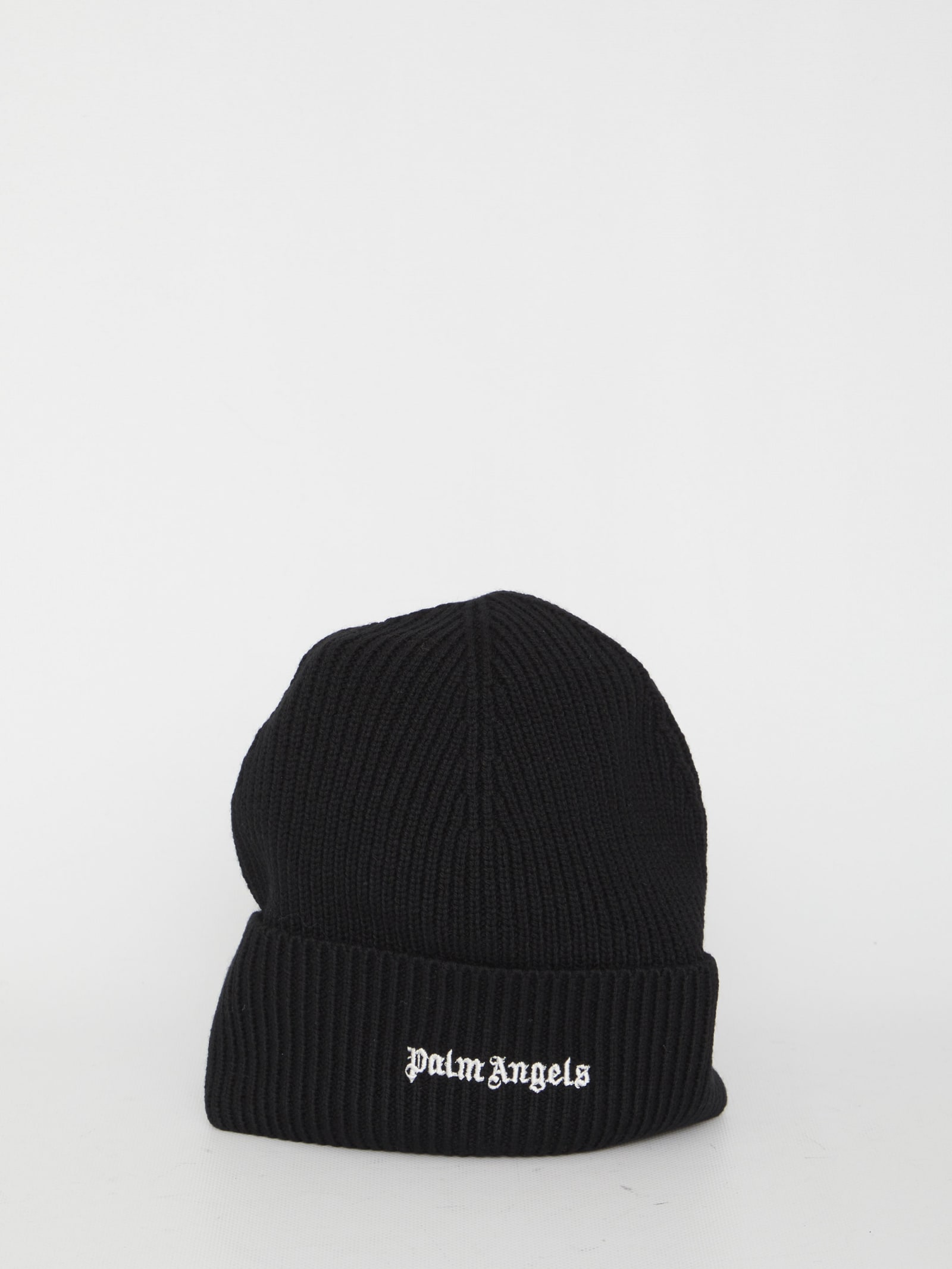 Shop Palm Angels Beanie With Logo In Black
