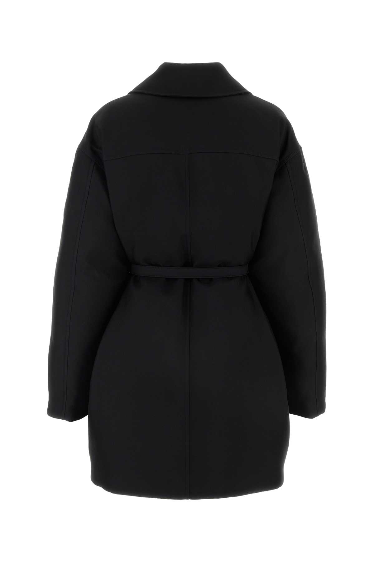 Jil Sander Silk Blend Down Jacket With Belted Waist In Black
