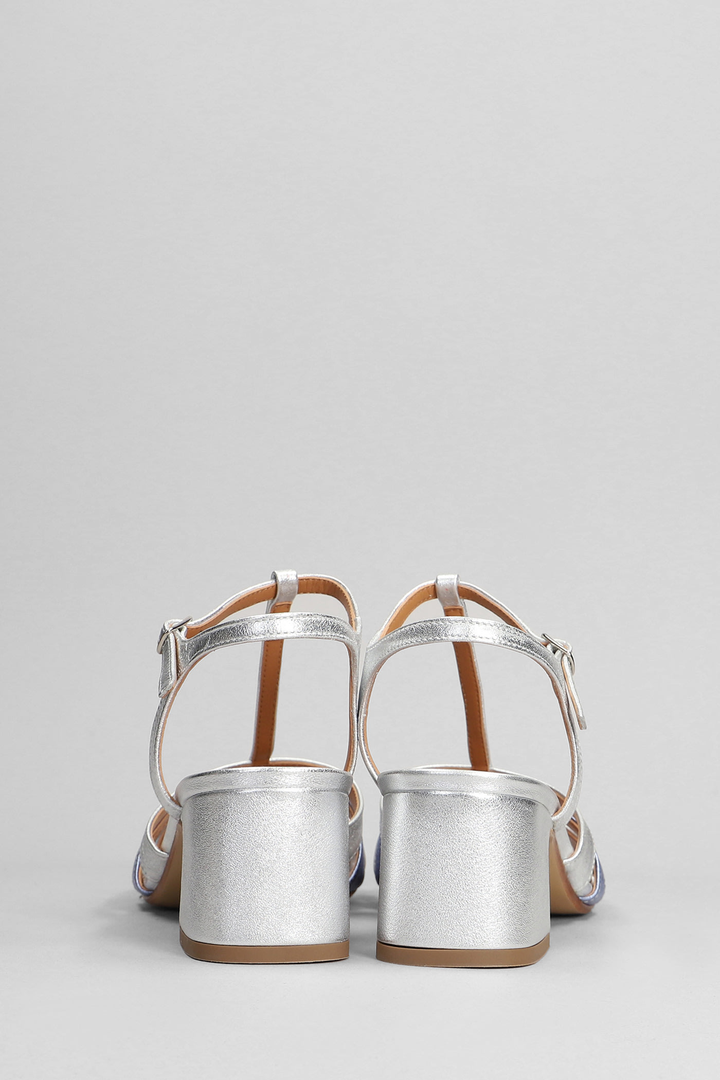 Shop Julie Dee Sandals In Silver Leather