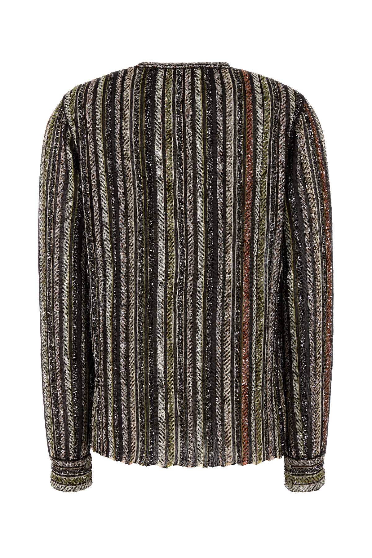 Missoni Knit Shirt Embroidered Striped Pattern In Brown