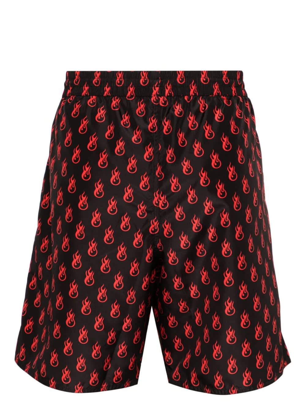 Shop Vision Of Super Black Swimwear With Red Flames Pattern