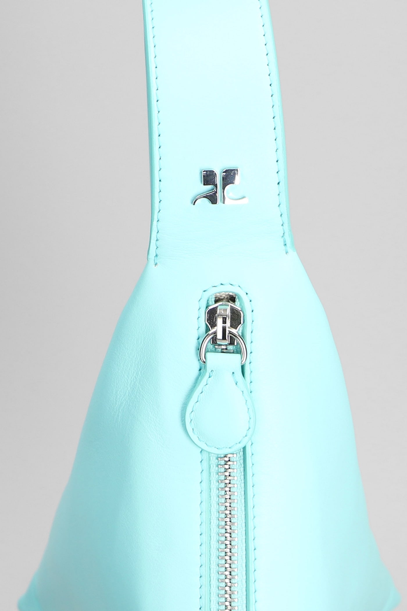 Shop Courrèges Hand Bag In Cyan Leather In Turquoise