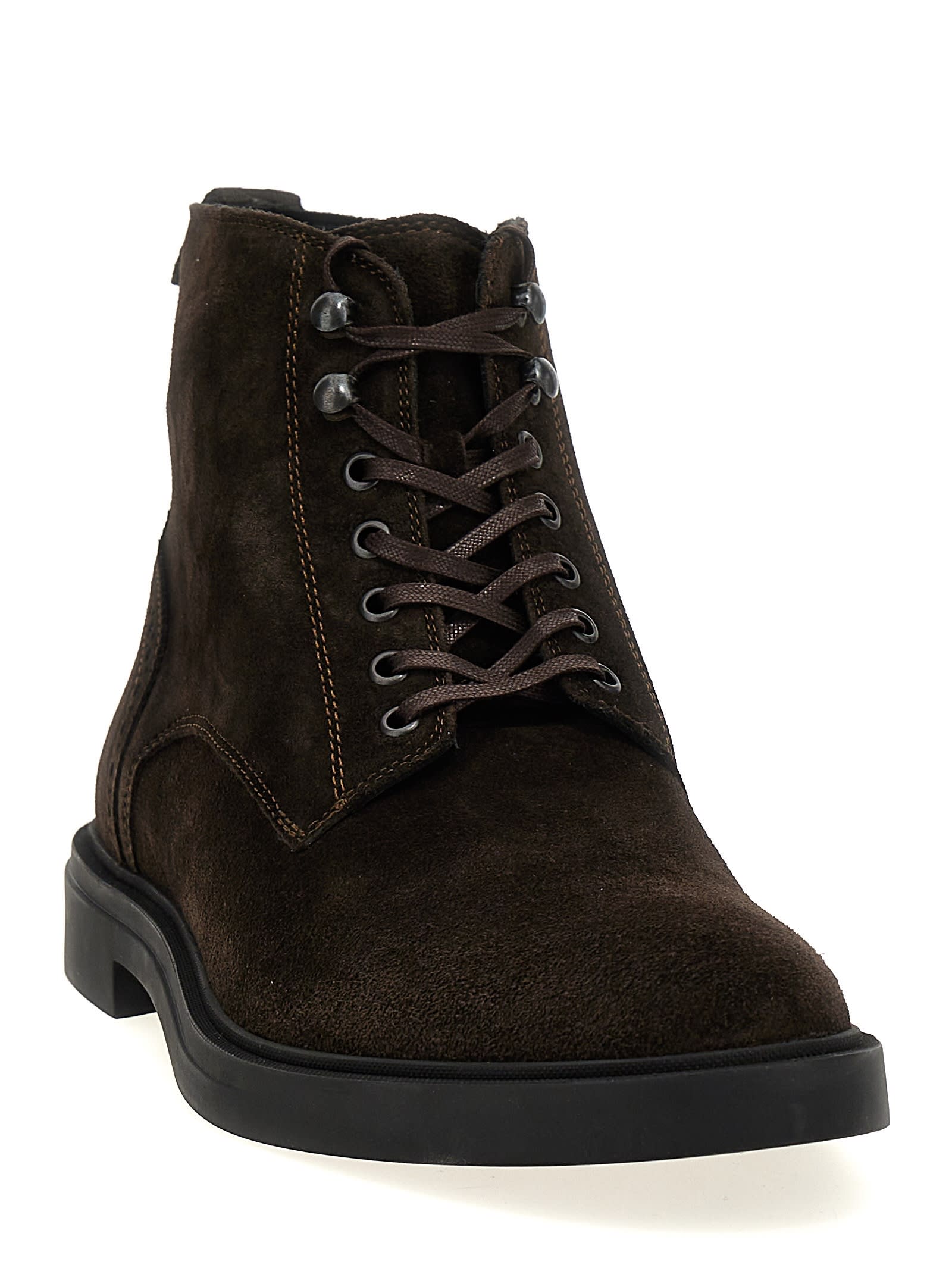 Hugo Boss Suede Ankle Boots In Brown