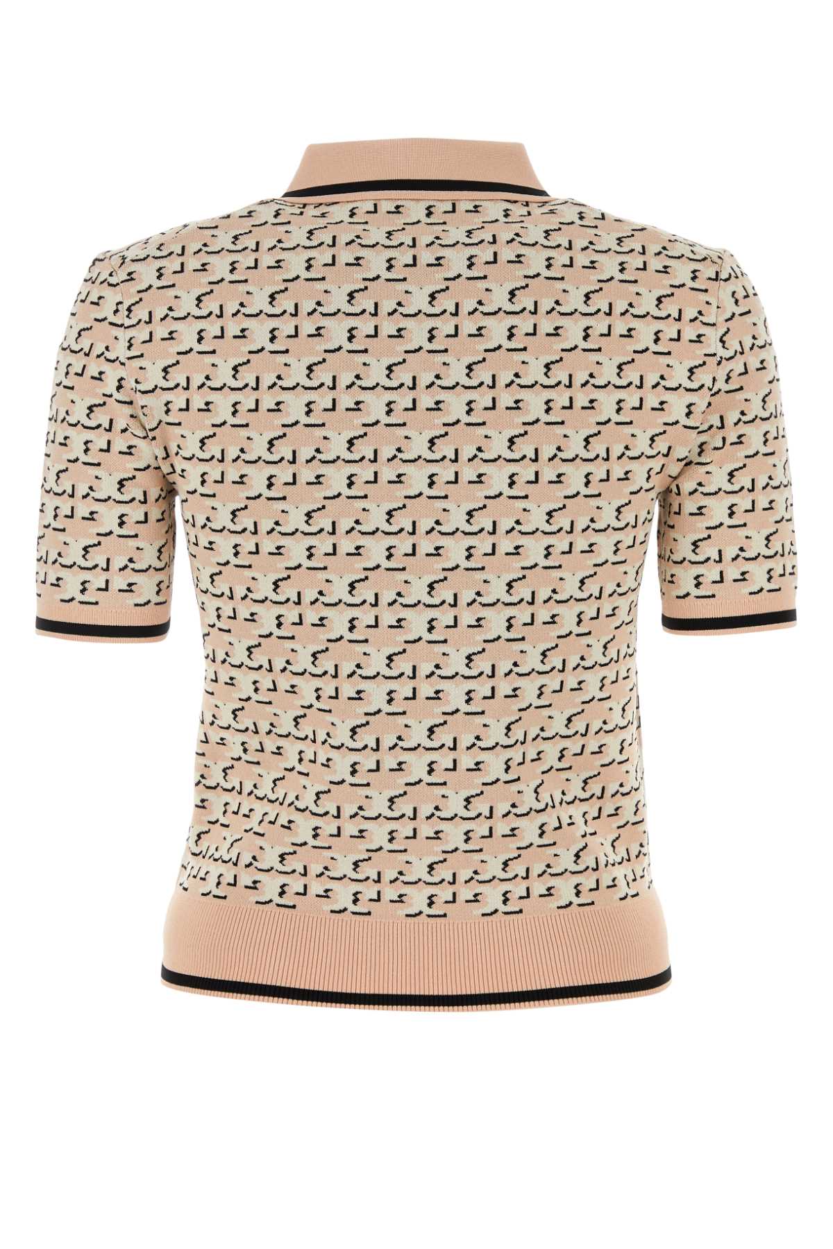 Shop Tory Burch Printed Viscose Blend Polo Shirt In Apricotblushtlogoshadow