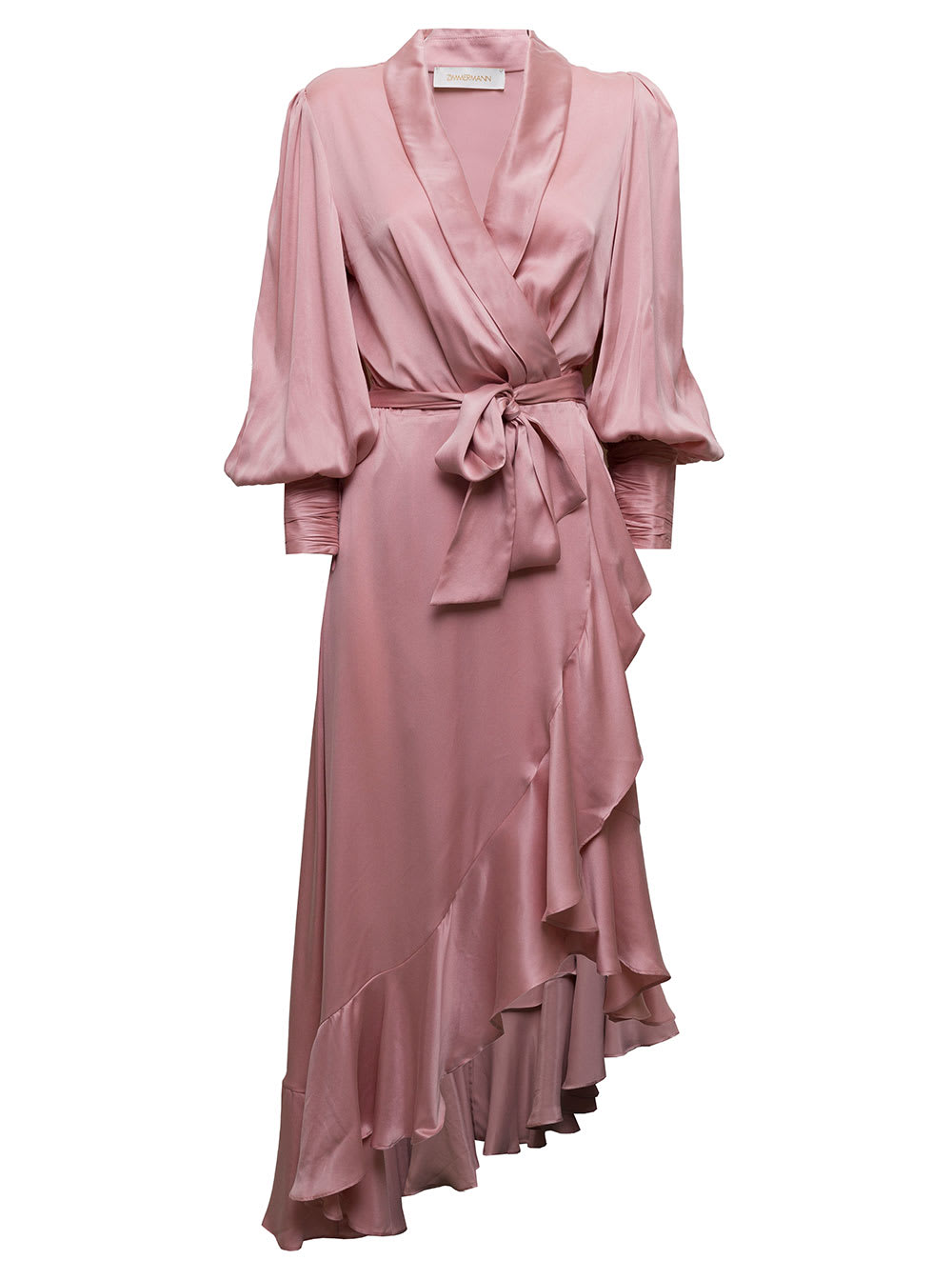 Zimmermann Zimmerman Womans Pink Silk Wrap Asymmetrical Dress
