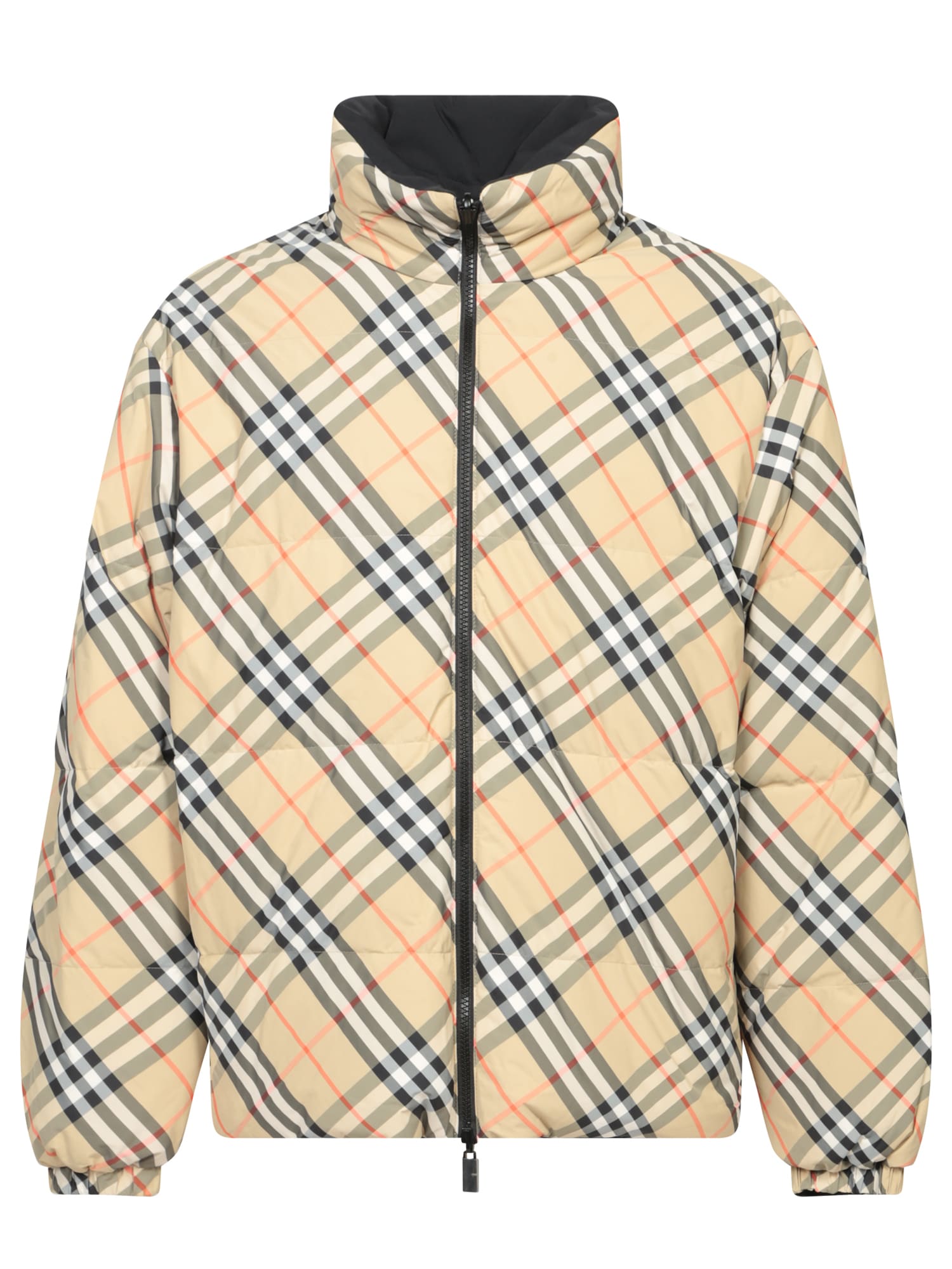 Shop Burberry Hooded Check Beige Jacket