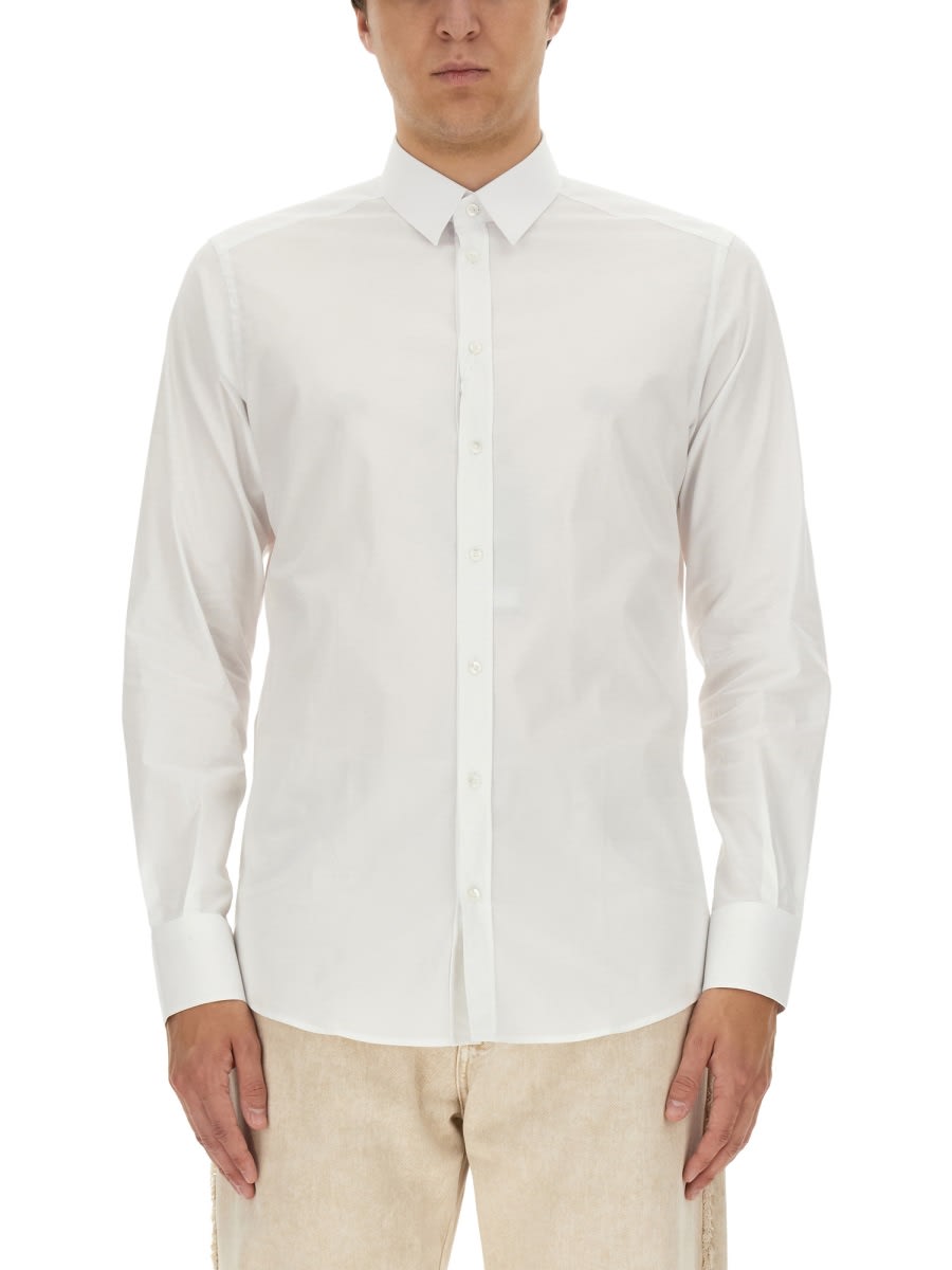 Dolce & Gabbana Gold Fit Cotton Shirt In White