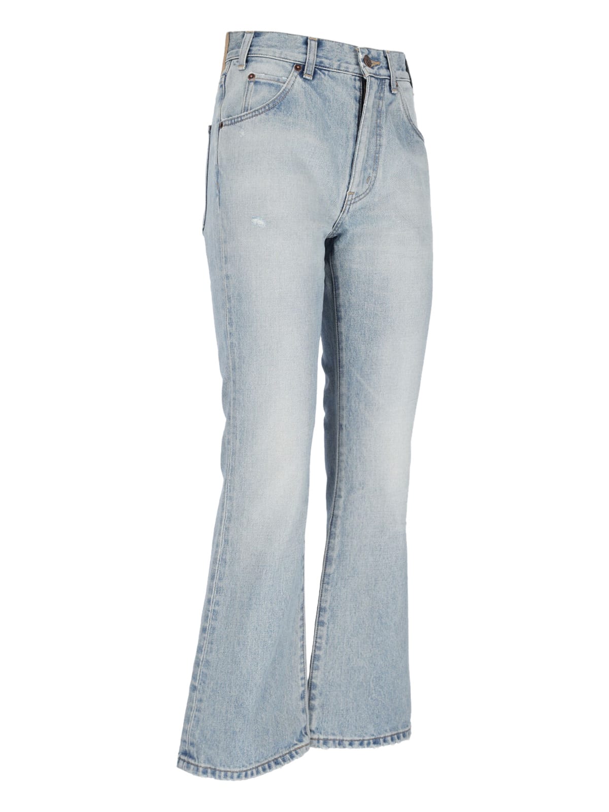 Celine Flared Leg Trousers With Front And Back Pockets In Blue
